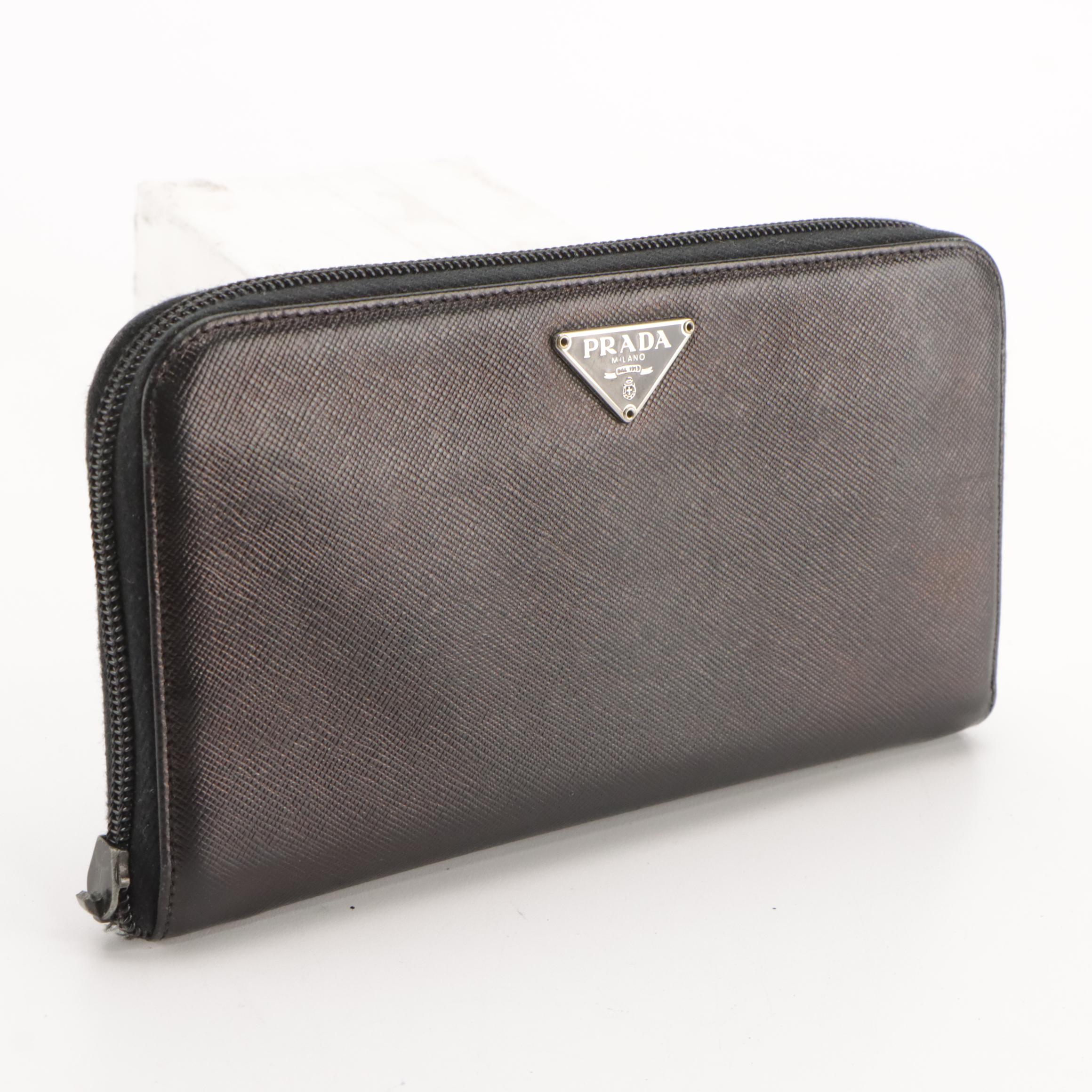 Prada Zip Around Wallet M506A in Saffiano Leather