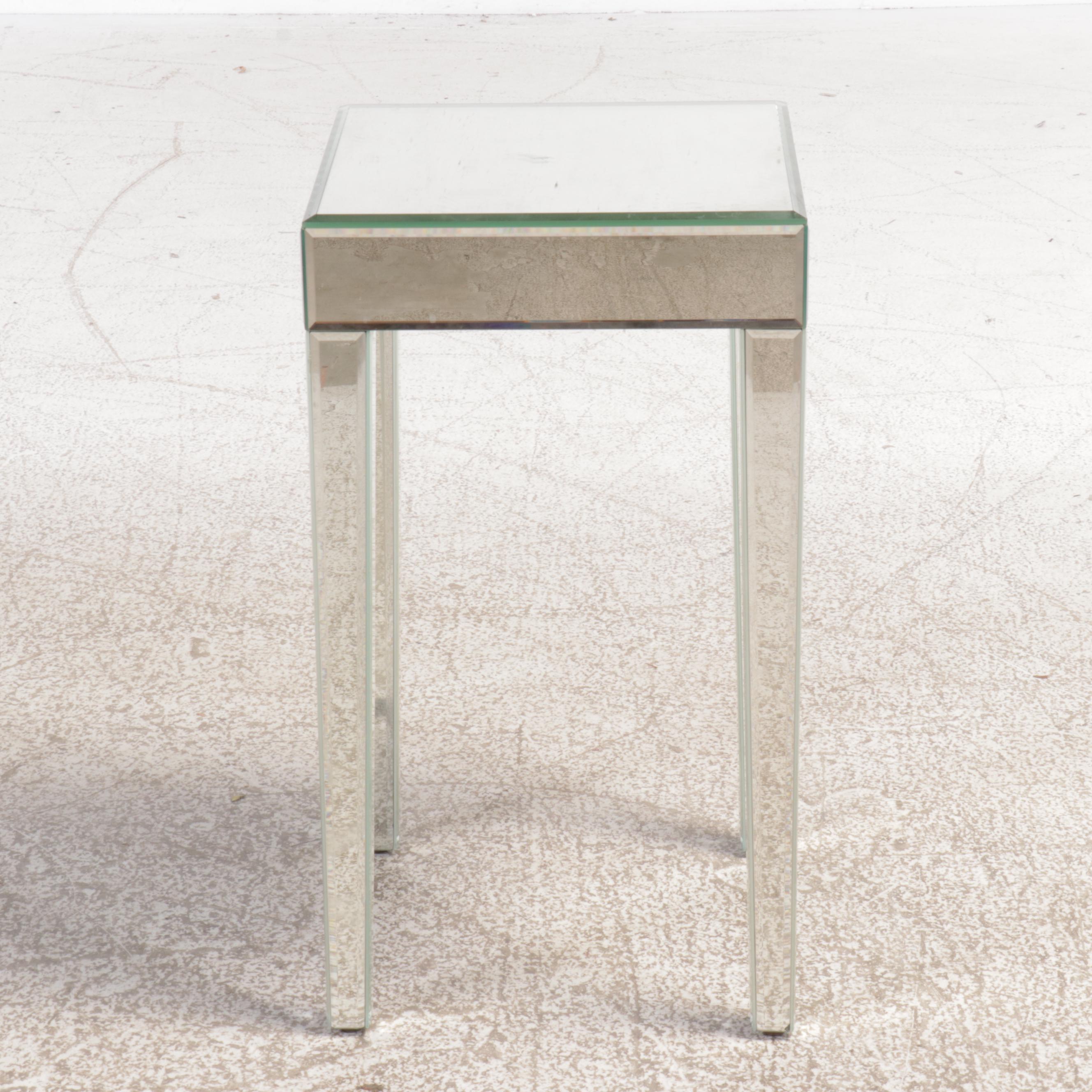 Modern Beveled Mirror Accent Table