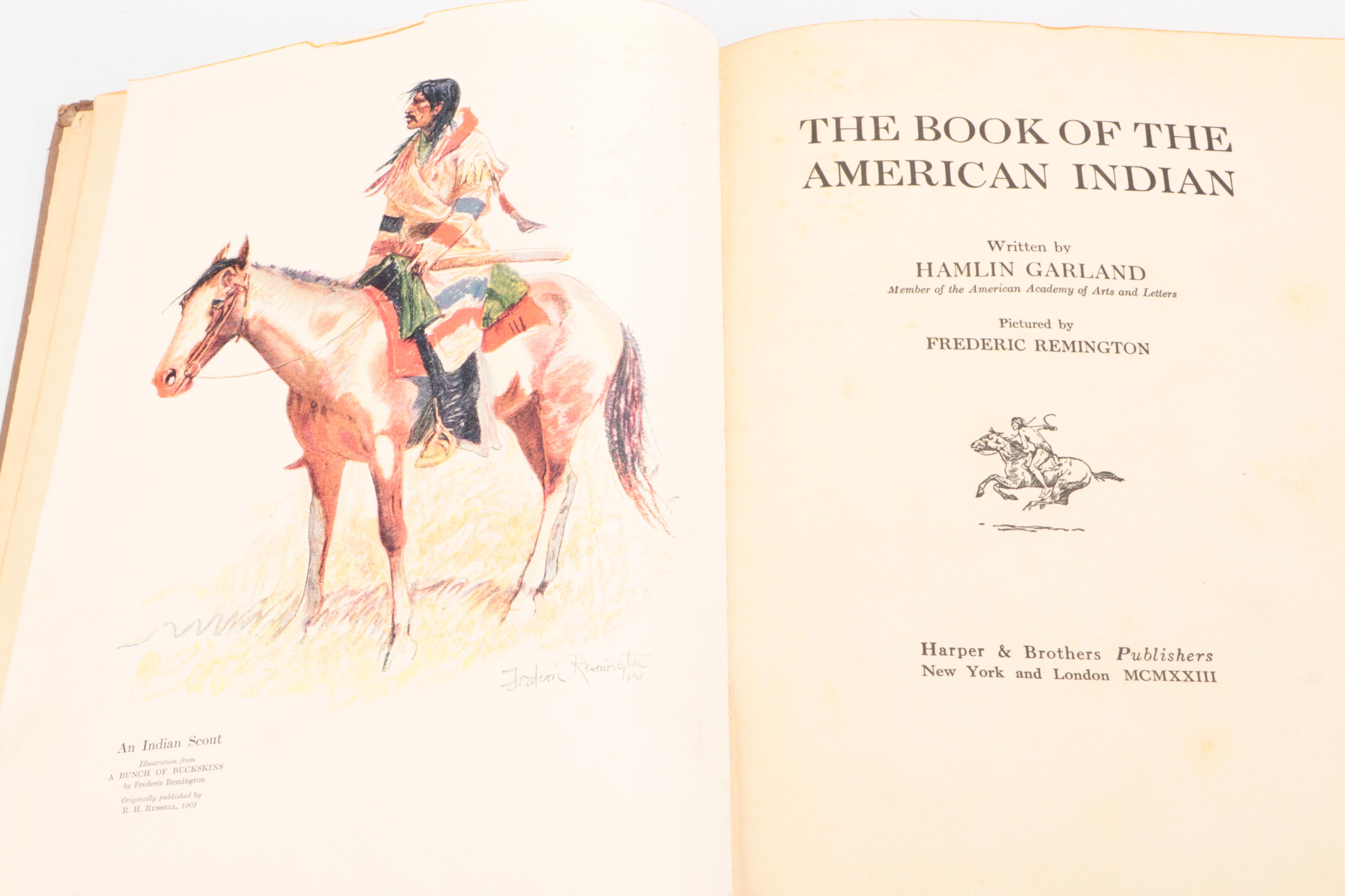 First Edition "The Book of the American Indian" by Hamlin Garland, 1923