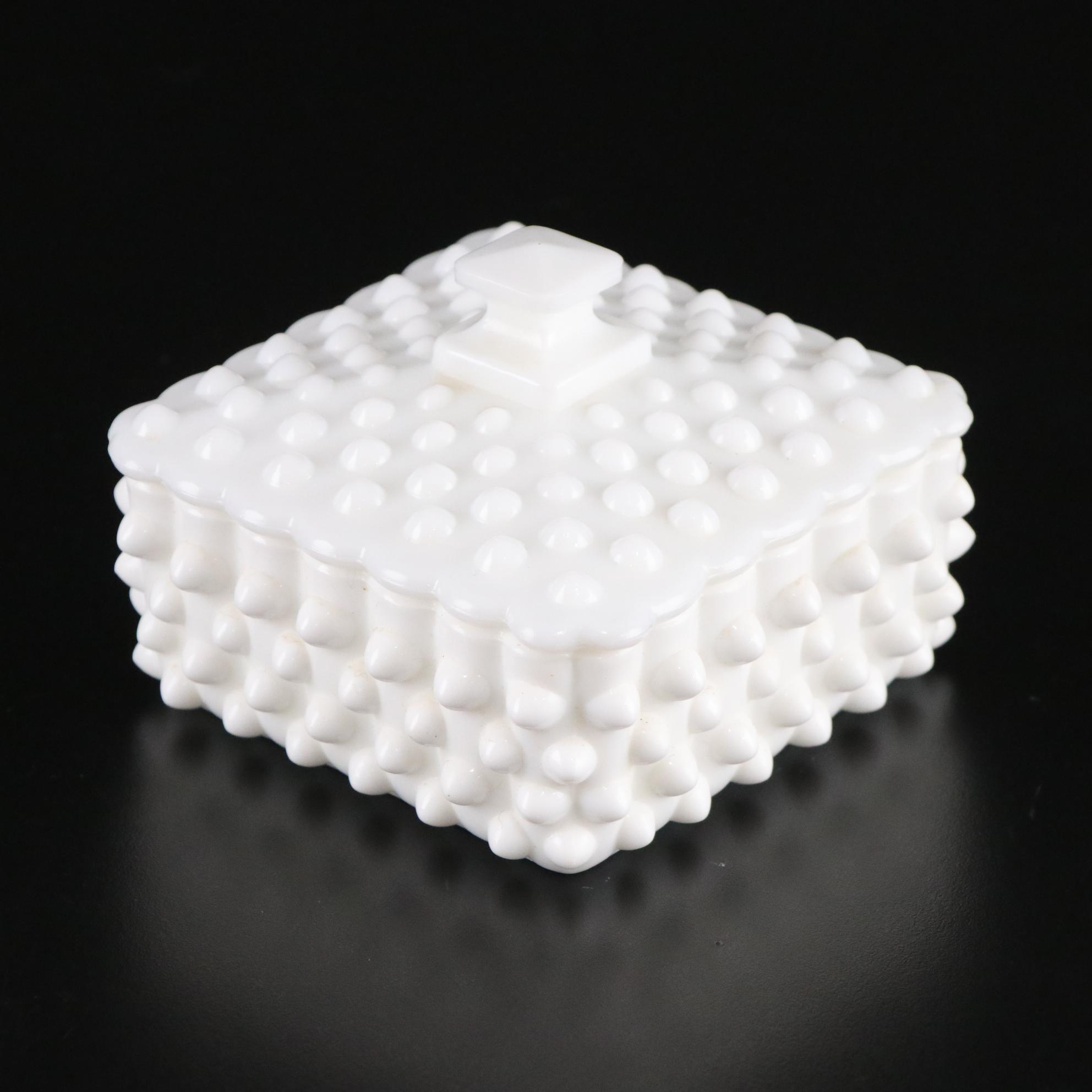 Fenton Hobnail Milk Glass Cigarette Holder, Lighter and Ashtrays