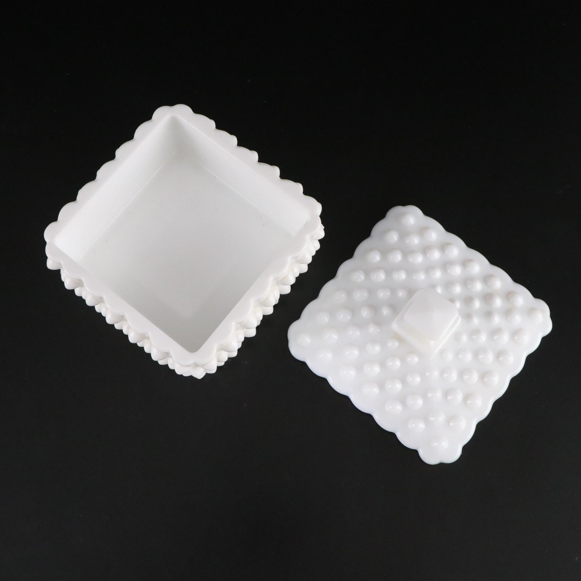 Fenton Hobnail Milk Glass Cigarette Holder, Lighter and Ashtrays