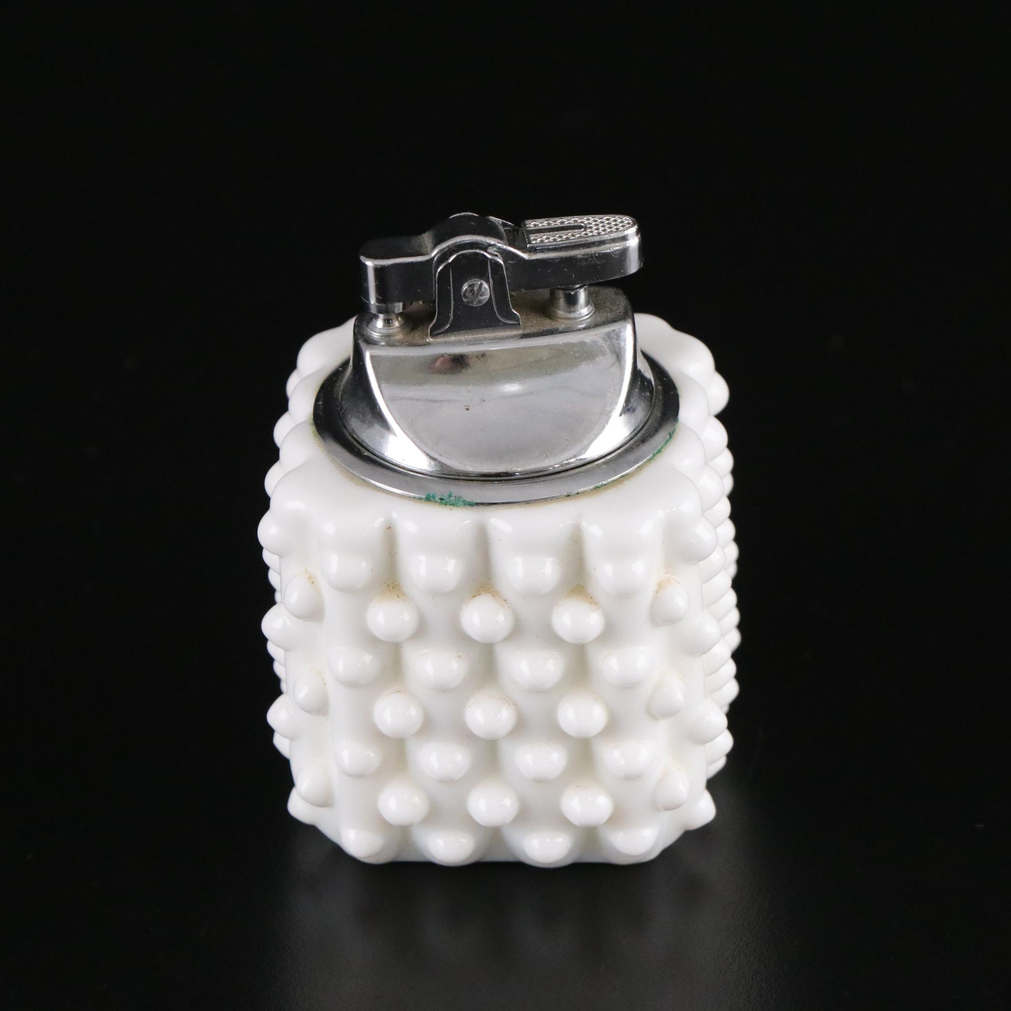 Fenton Hobnail Milk Glass Cigarette Holder, Lighter and Ashtrays