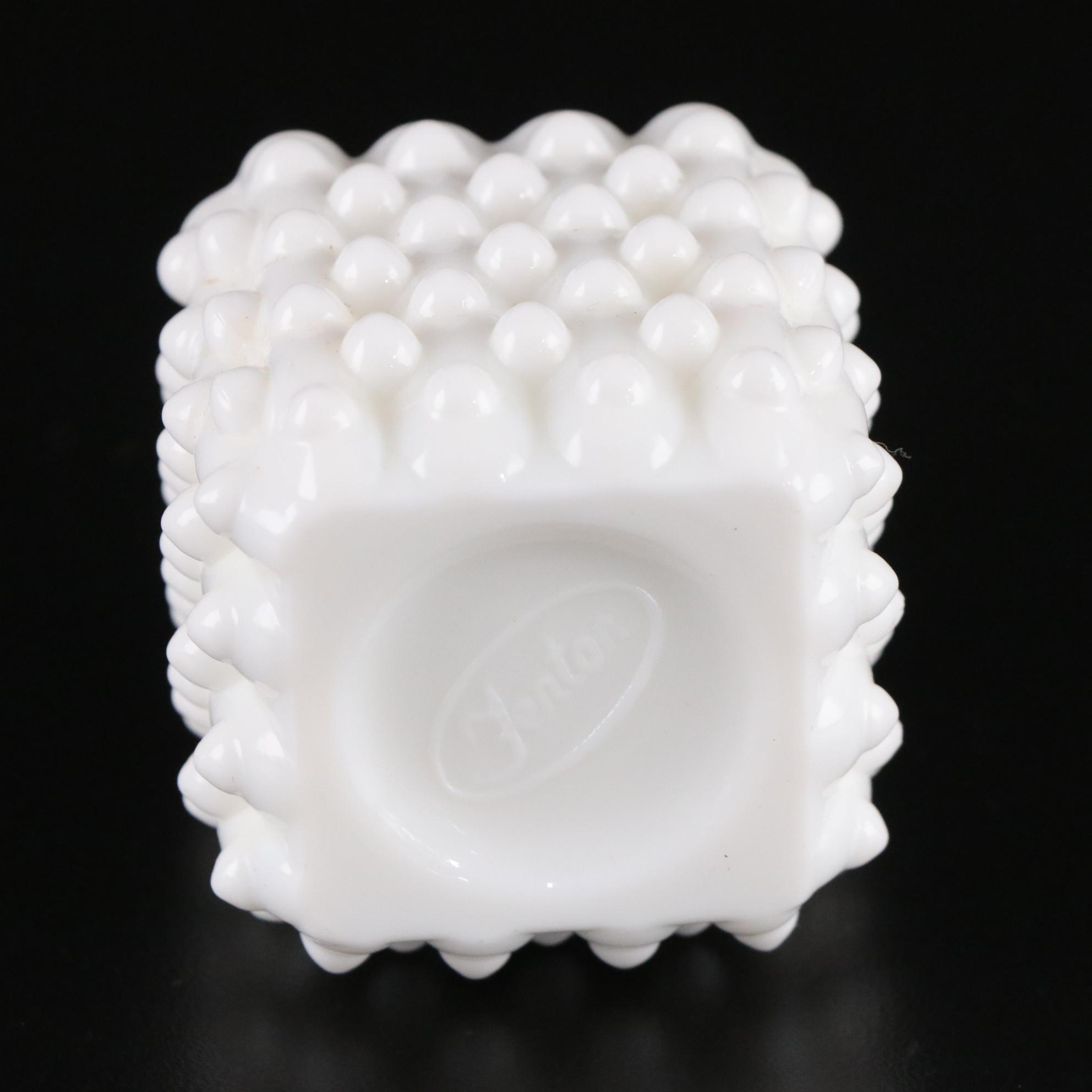 Fenton Hobnail Milk Glass Cigarette Holder, Lighter and Ashtrays