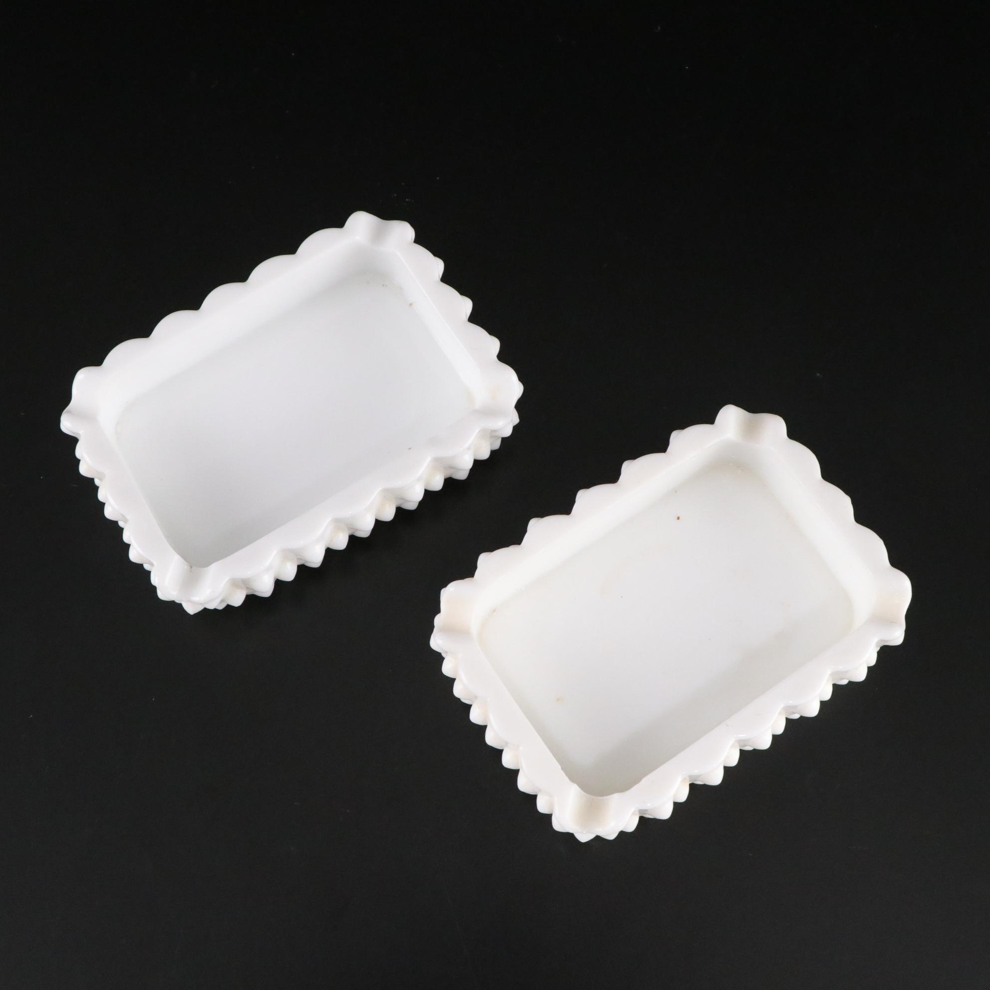 Fenton Hobnail Milk Glass Cigarette Holder, Lighter and Ashtrays