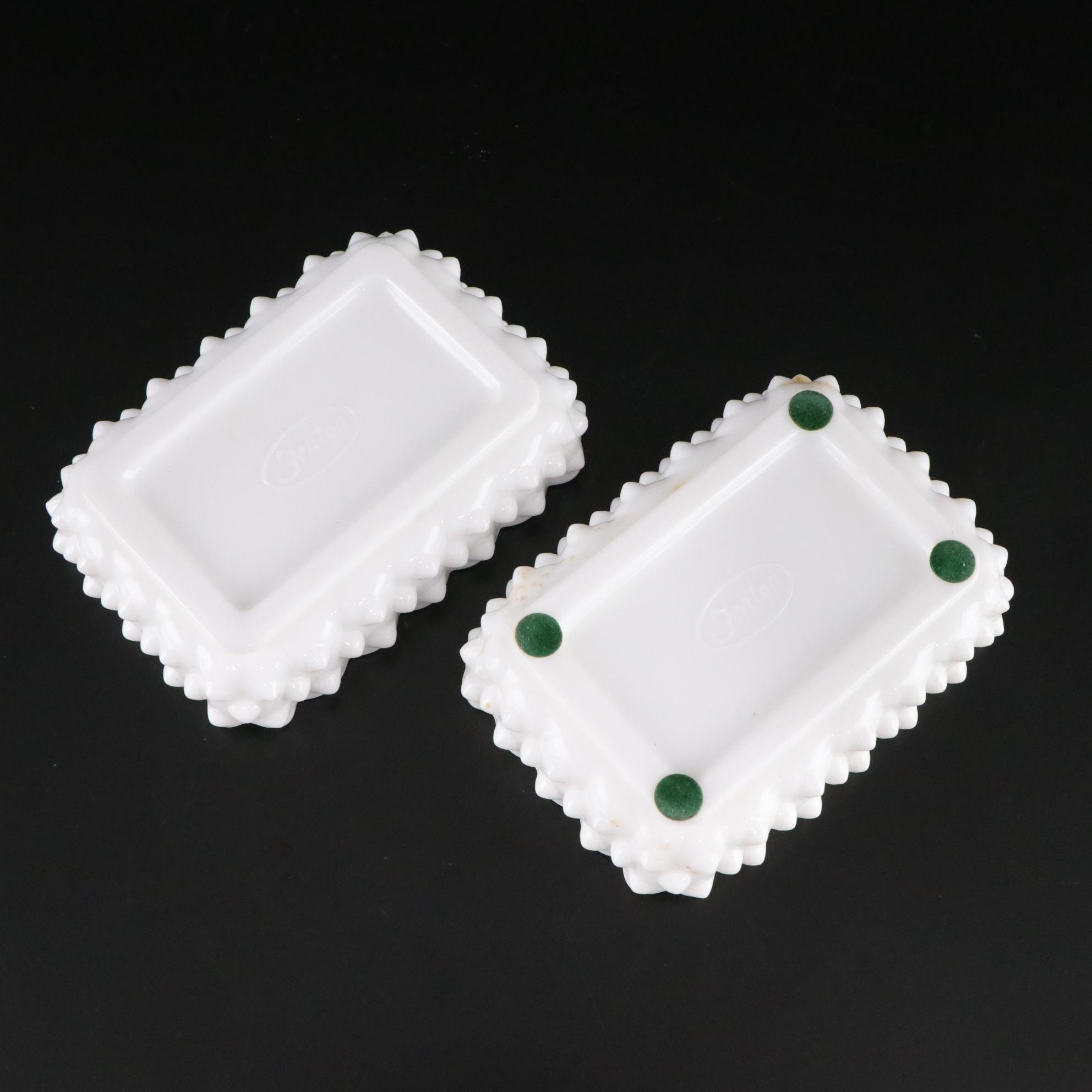 Fenton Hobnail Milk Glass Cigarette Holder, Lighter and Ashtrays