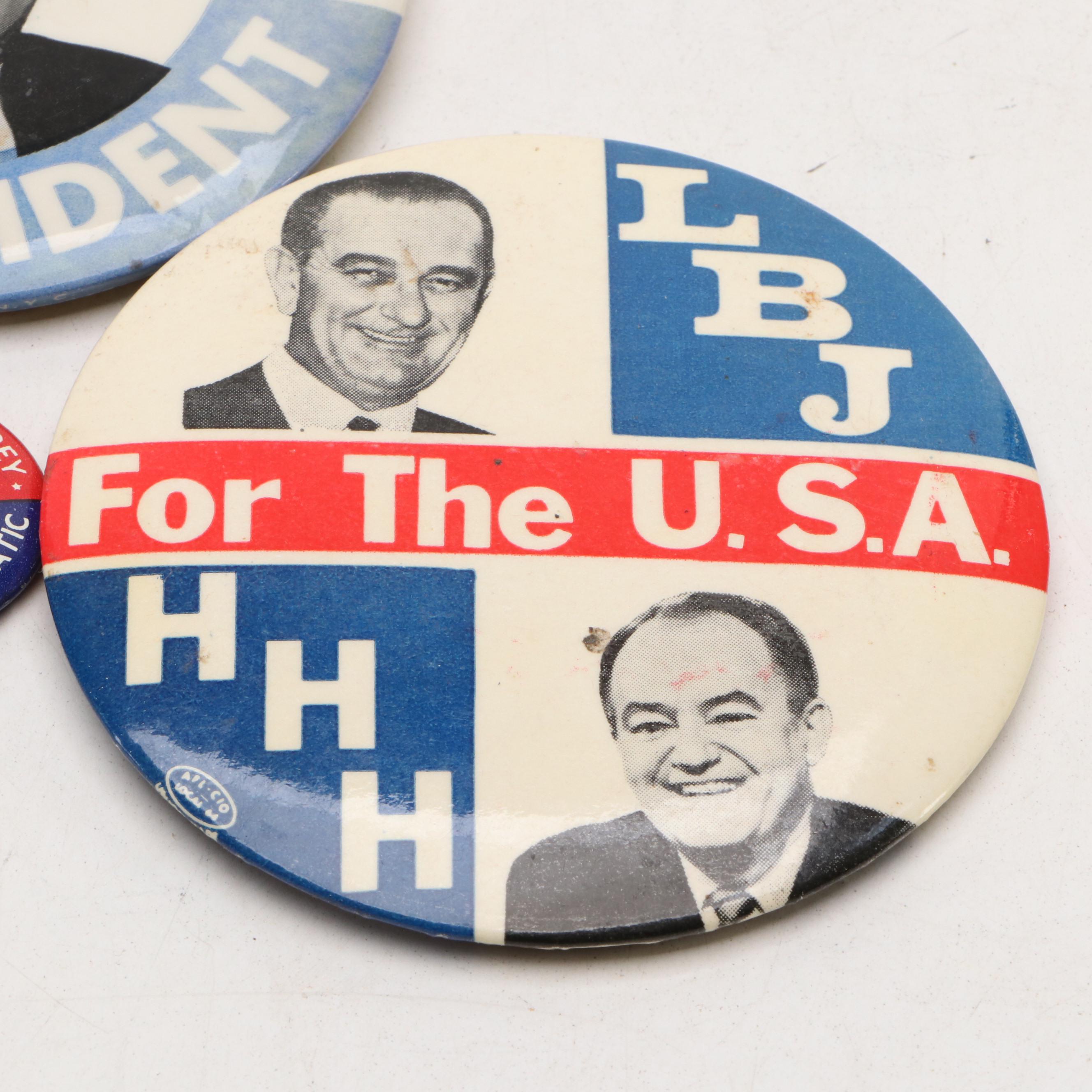 John F. Kennedy and Lyndon B. Johnson Political Pinbacks, 1960s