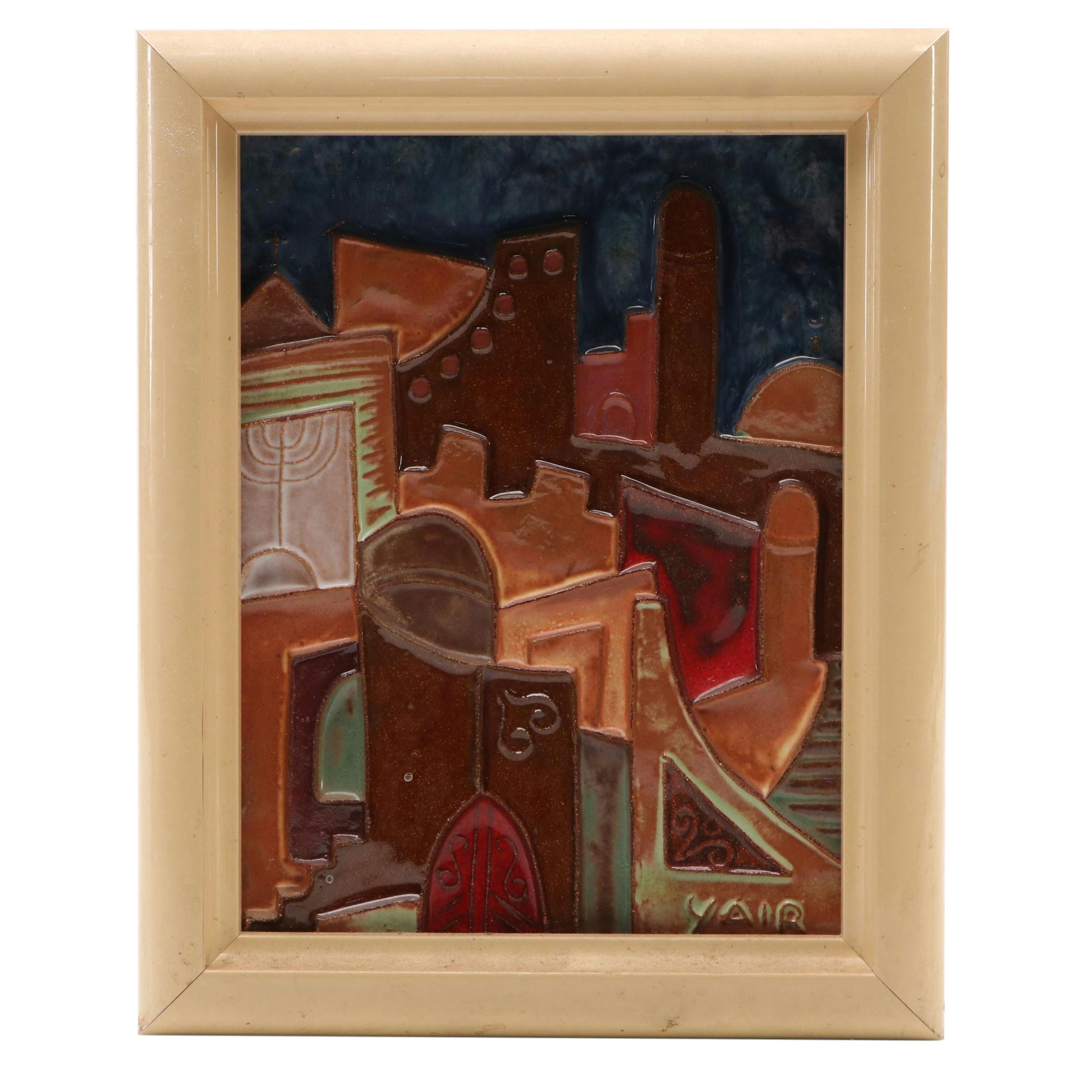 Yair Cohen Art Pottery Israeli Cityscape