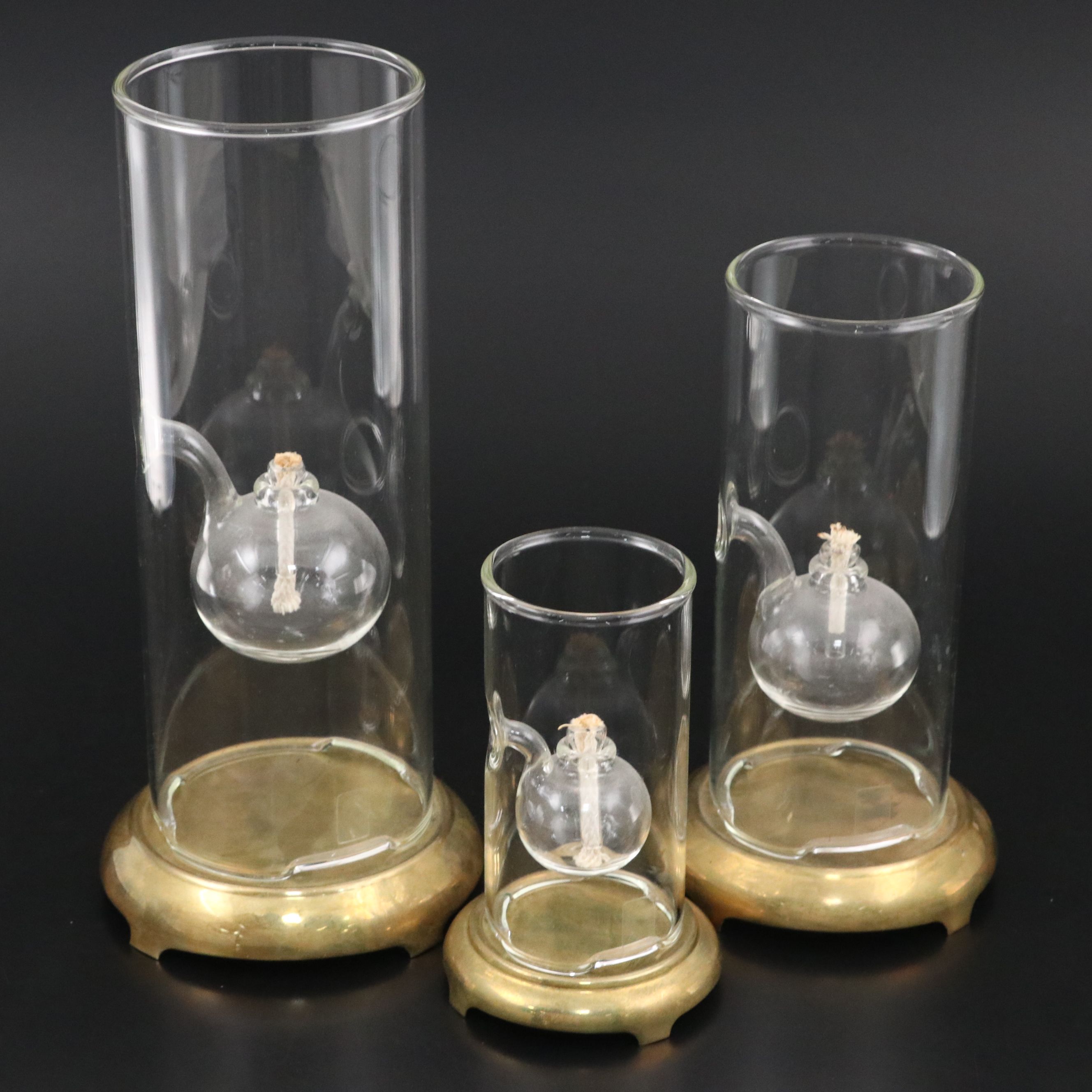Wolfard Classic Glass Oil Lamps with Brass Bases