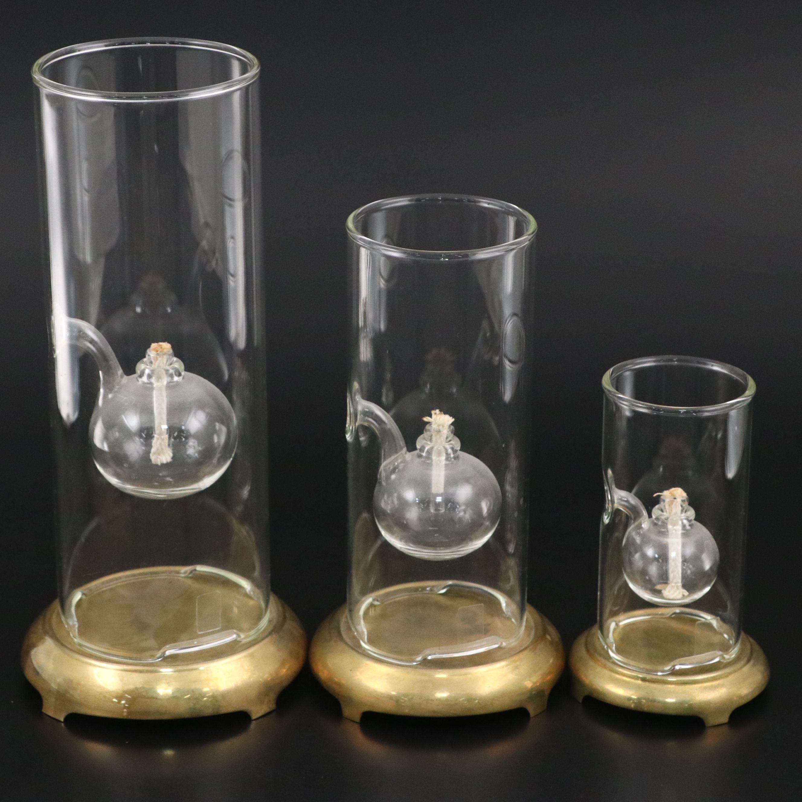 Wolfard Classic Glass Oil Lamps with Brass Bases