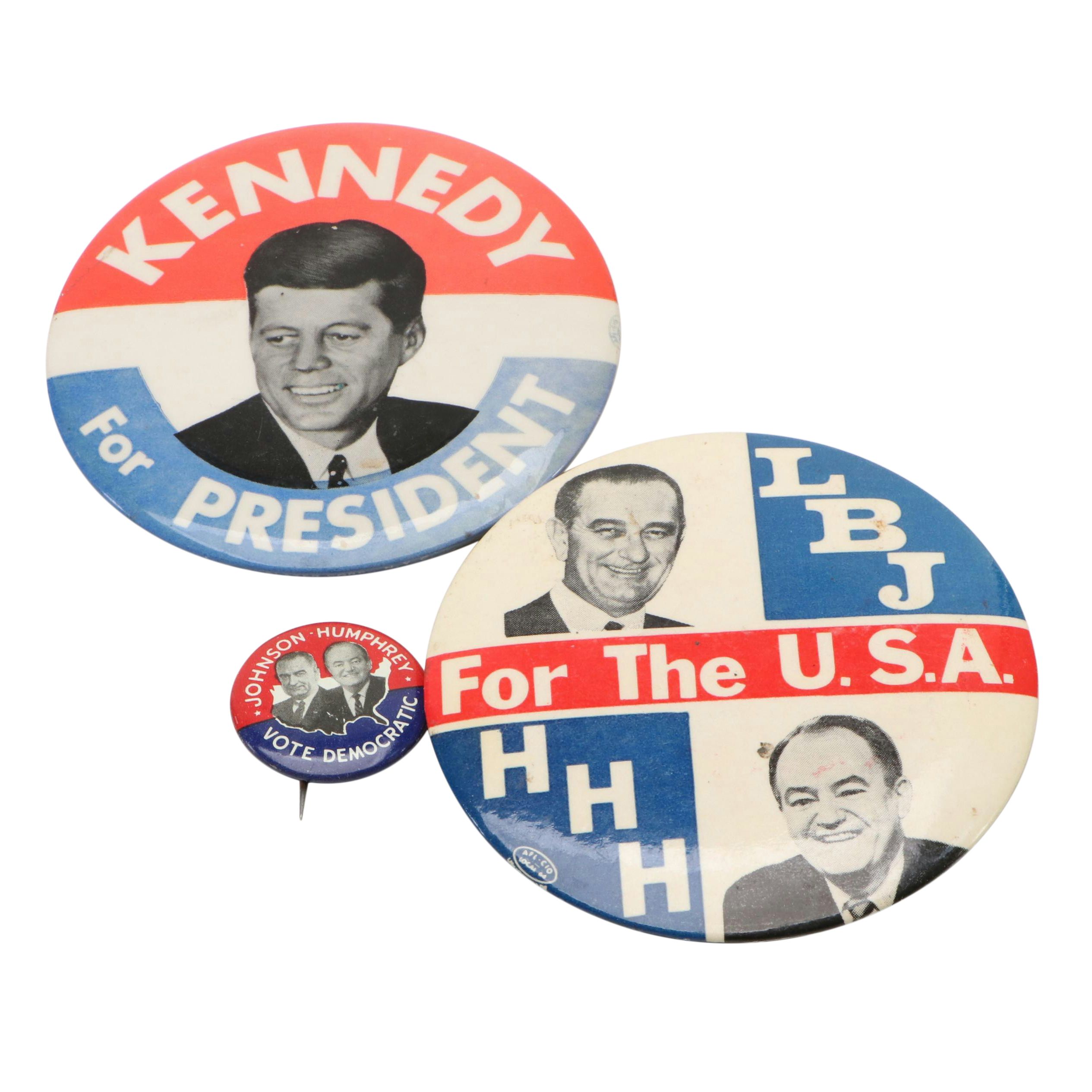 John F. Kennedy and Lyndon B. Johnson Political Pinbacks, 1960s