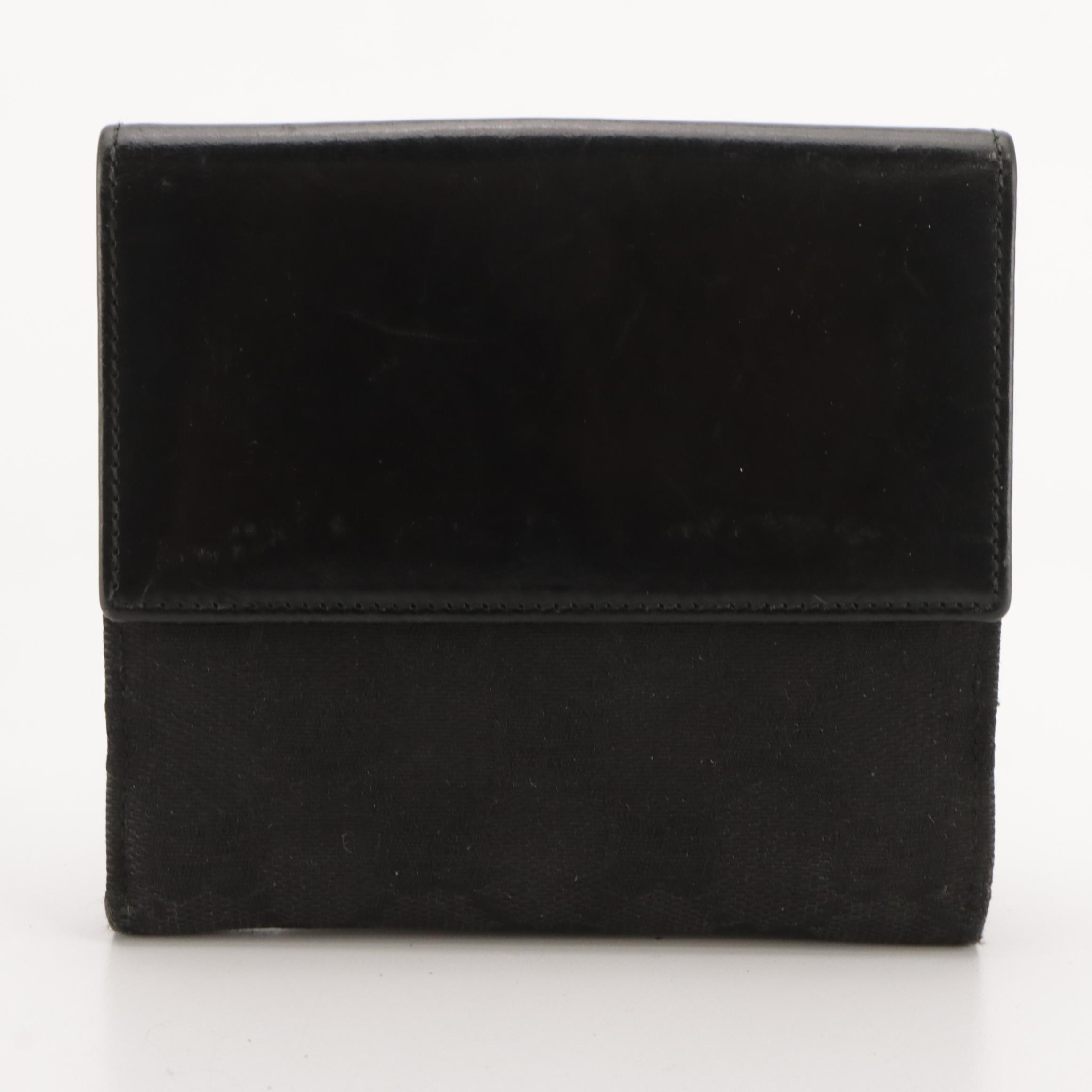 Gucci Jackie Bifold Wallet in Black GG Canvas and Black Leather