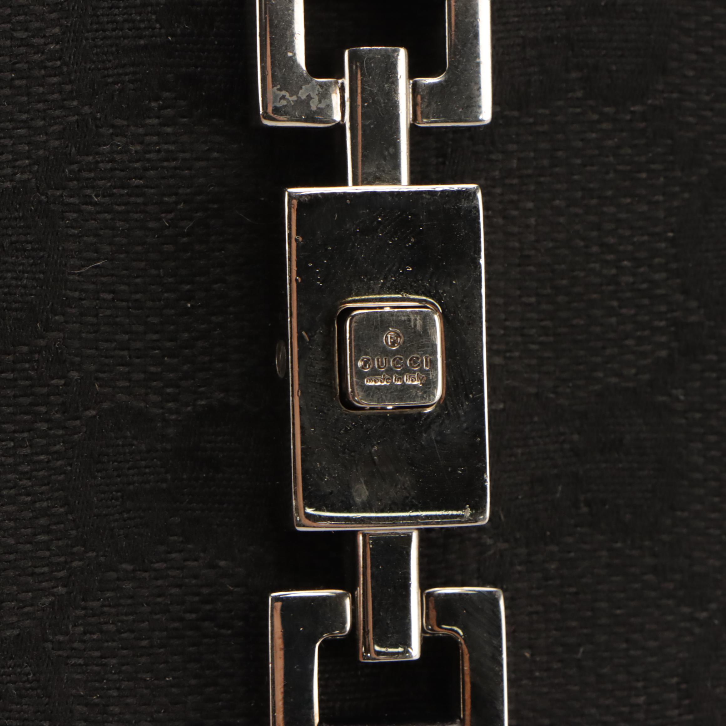 Gucci Jackie Bifold Wallet in Black GG Canvas and Black Leather