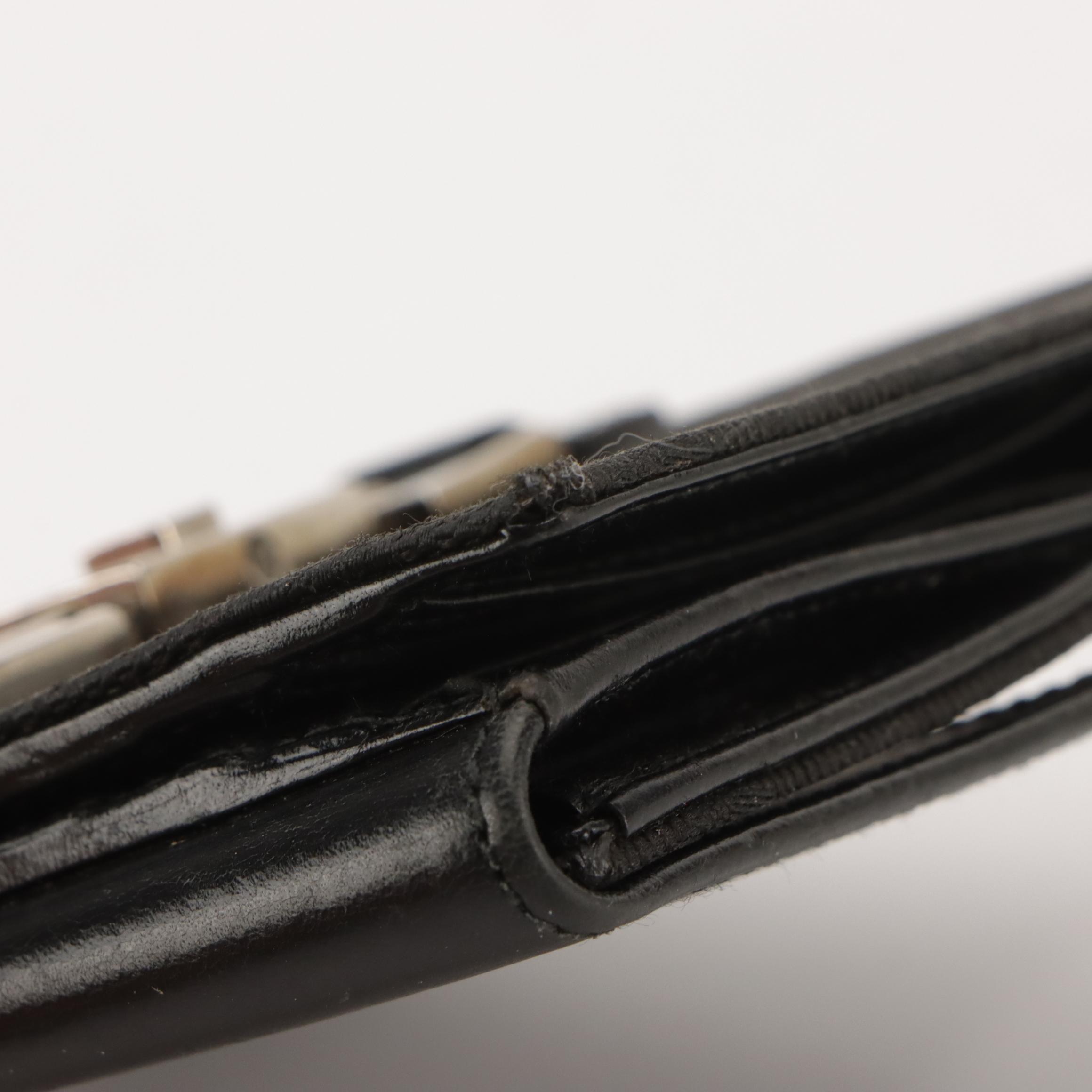 Gucci Jackie Bifold Wallet in Black GG Canvas and Black Leather