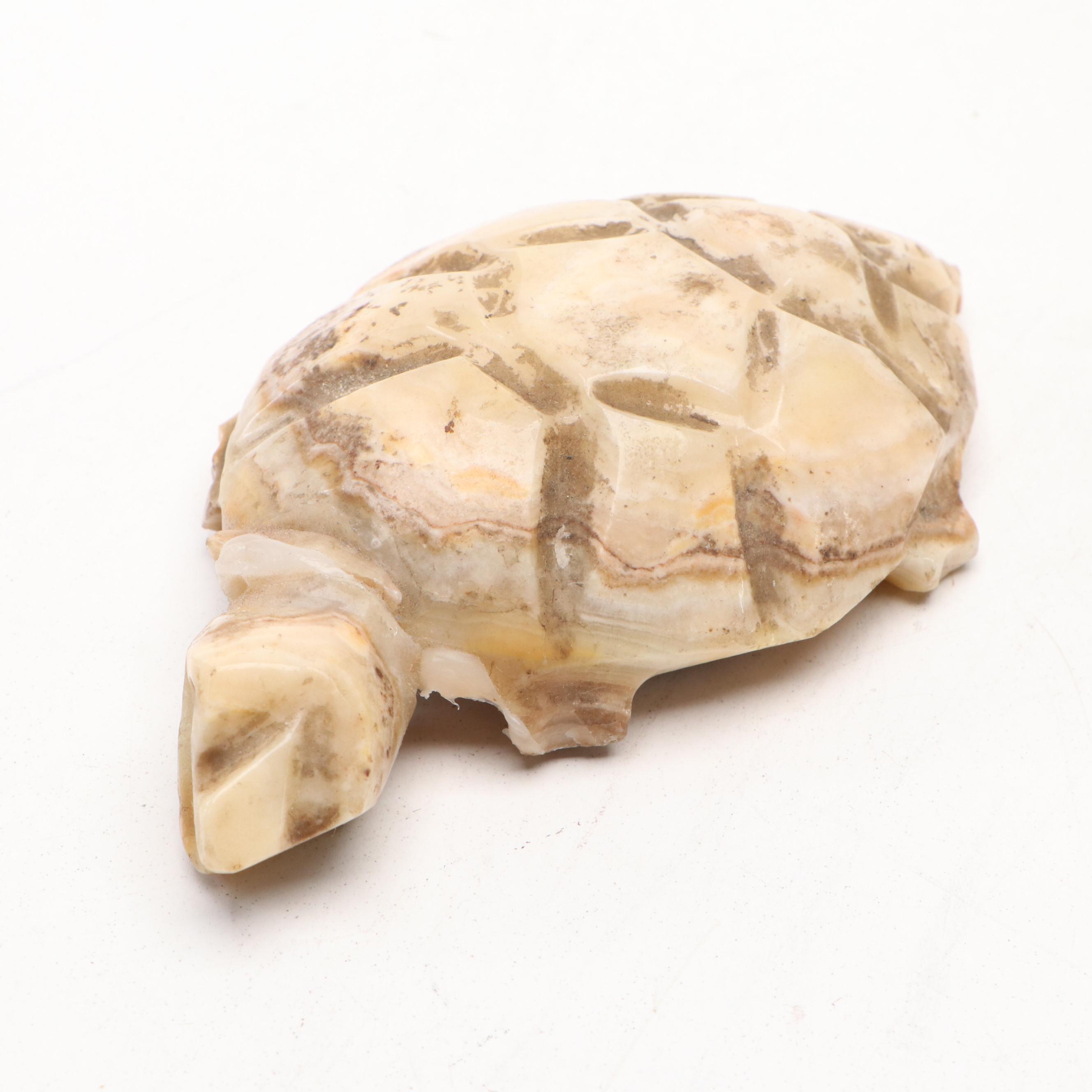 Buddha Statue with Cylindrical Character Vase and Banded Agate Turtle