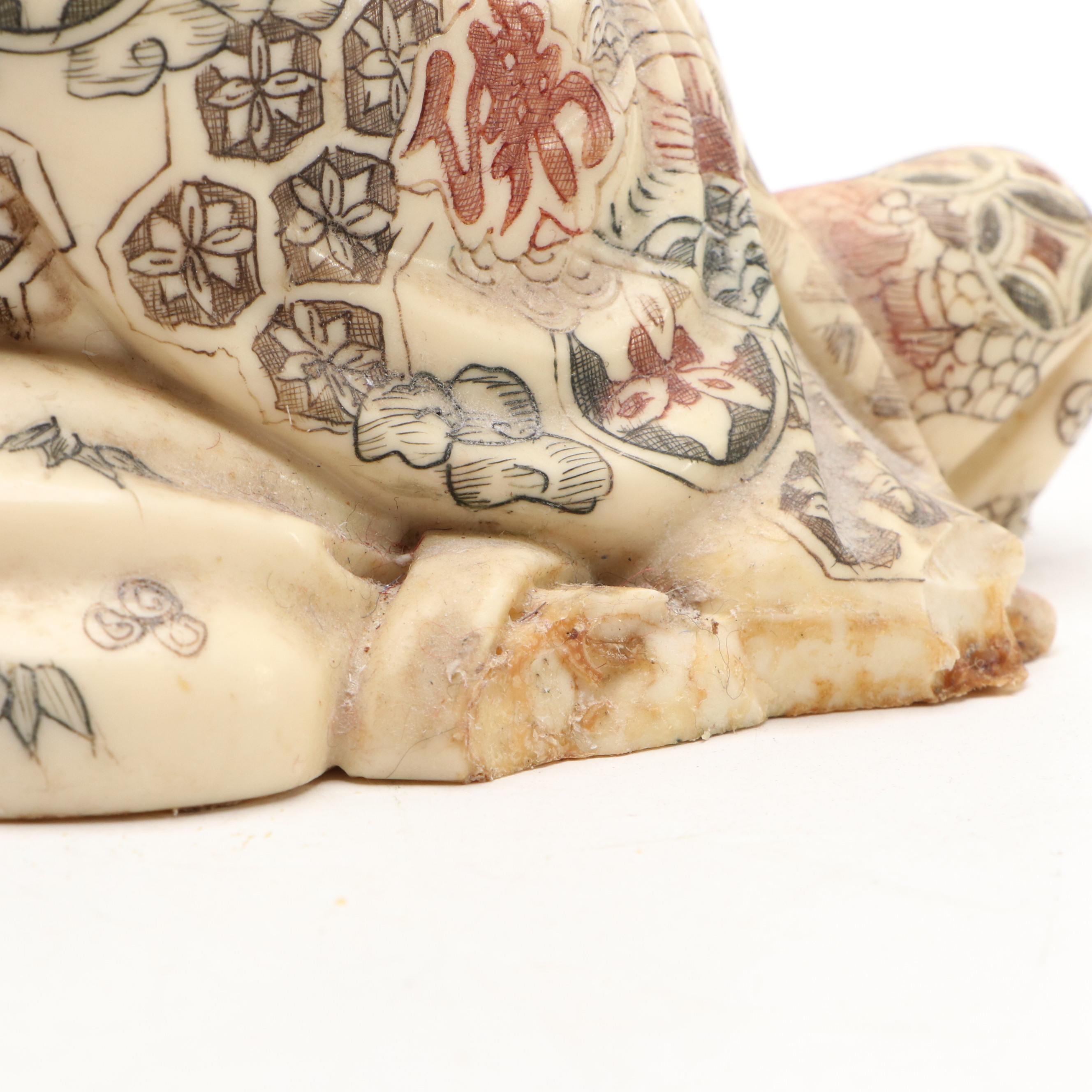 Buddha Statue with Cylindrical Character Vase and Banded Agate Turtle