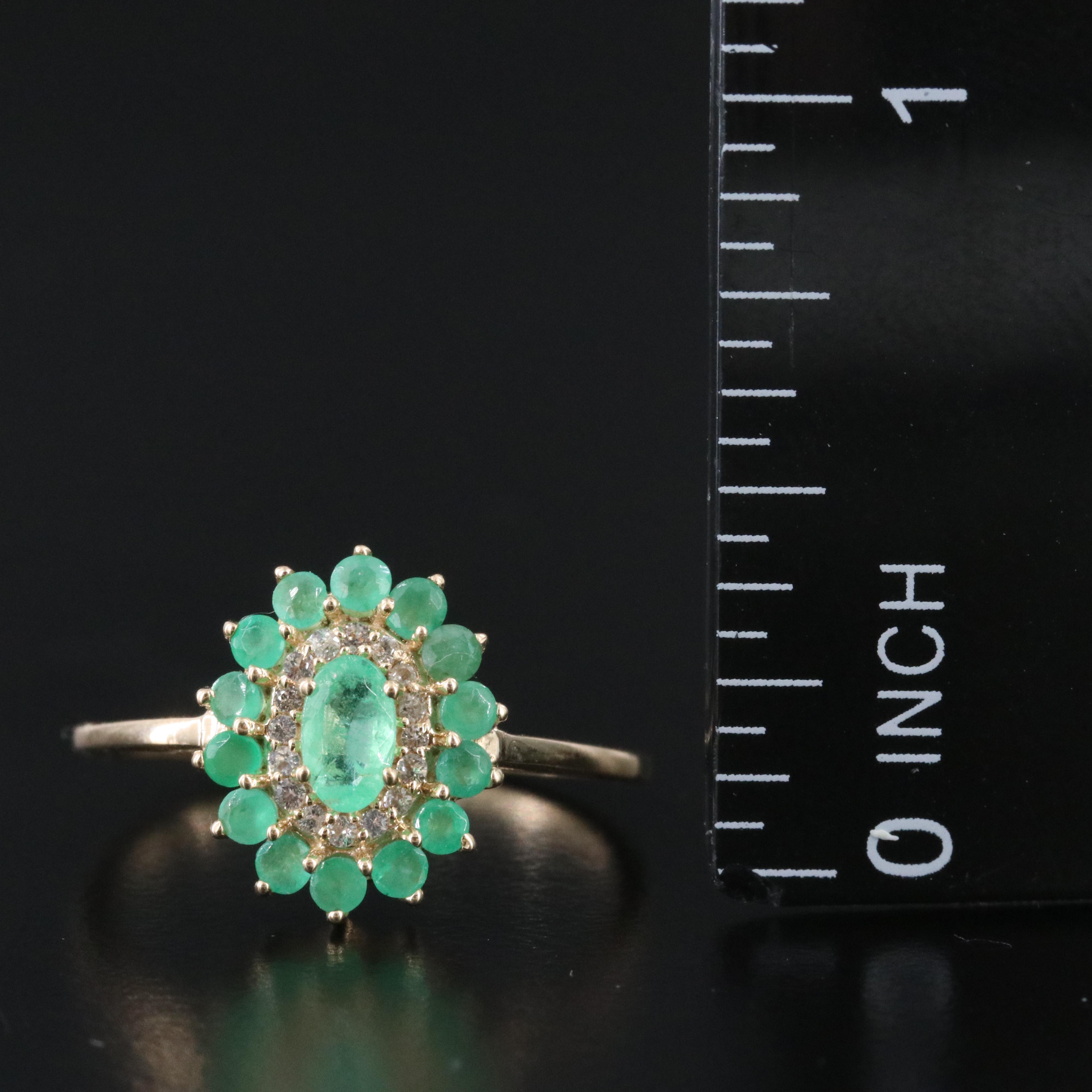 14K Emerald and White Sapphire Ring