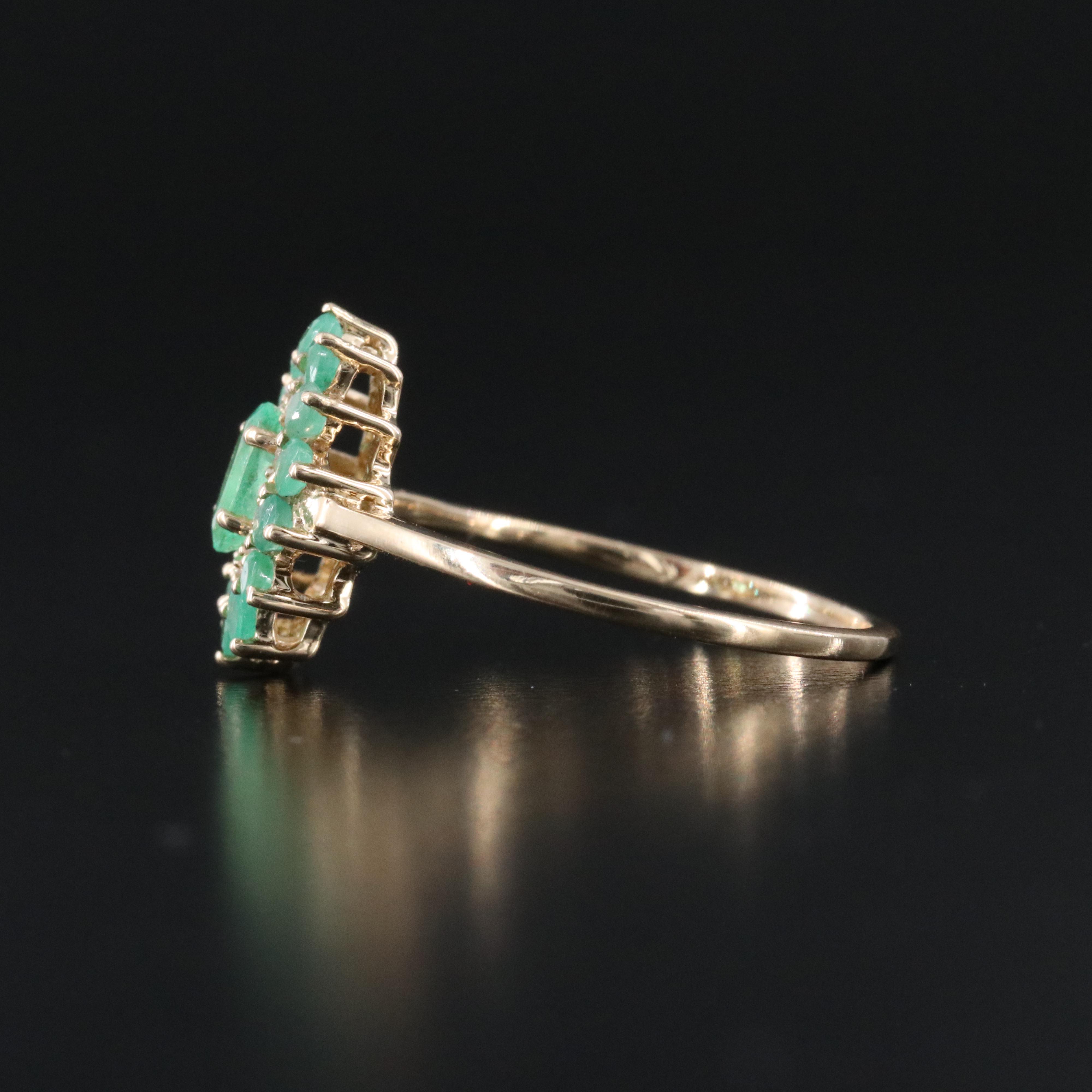 14K Emerald and White Sapphire Ring