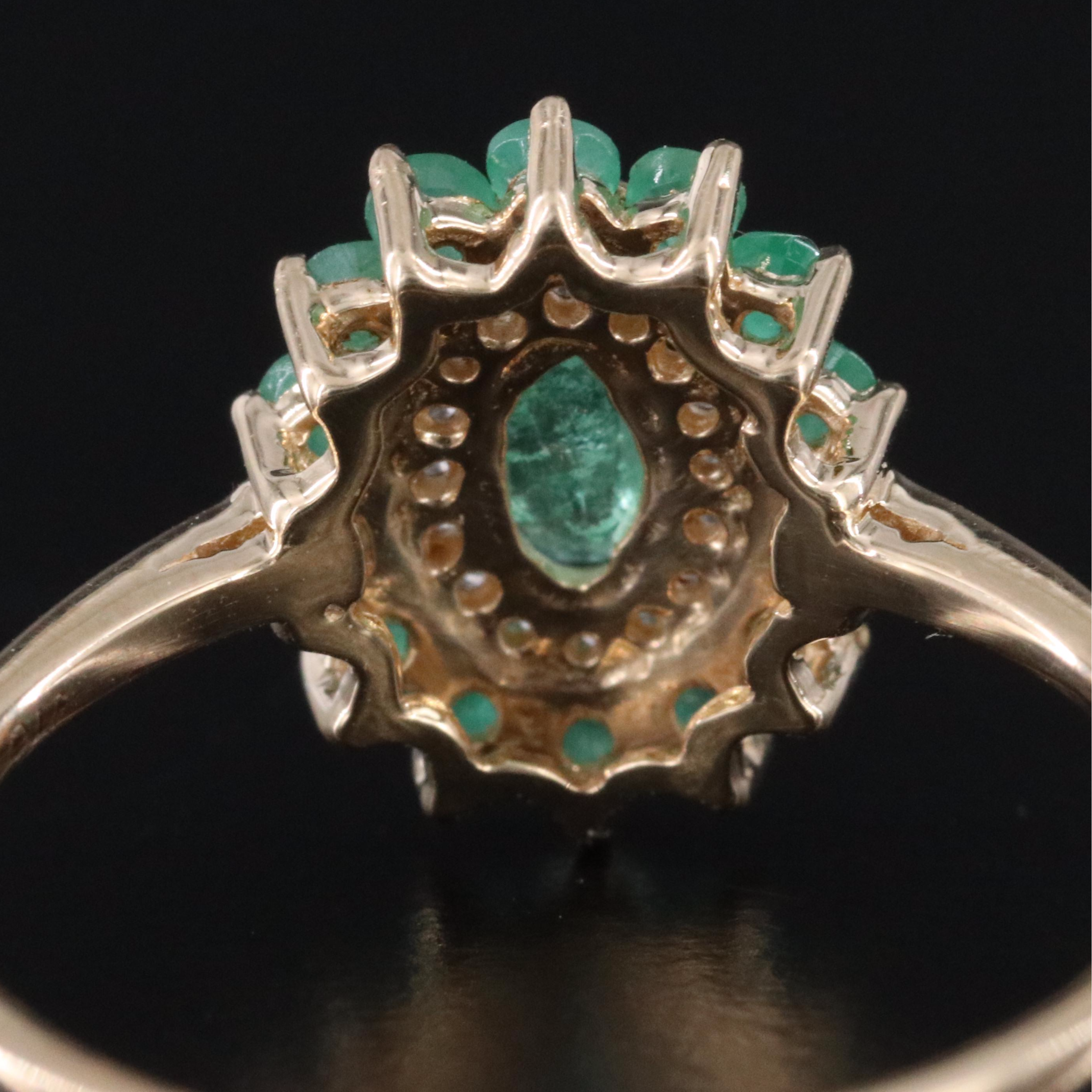 14K Emerald and White Sapphire Ring