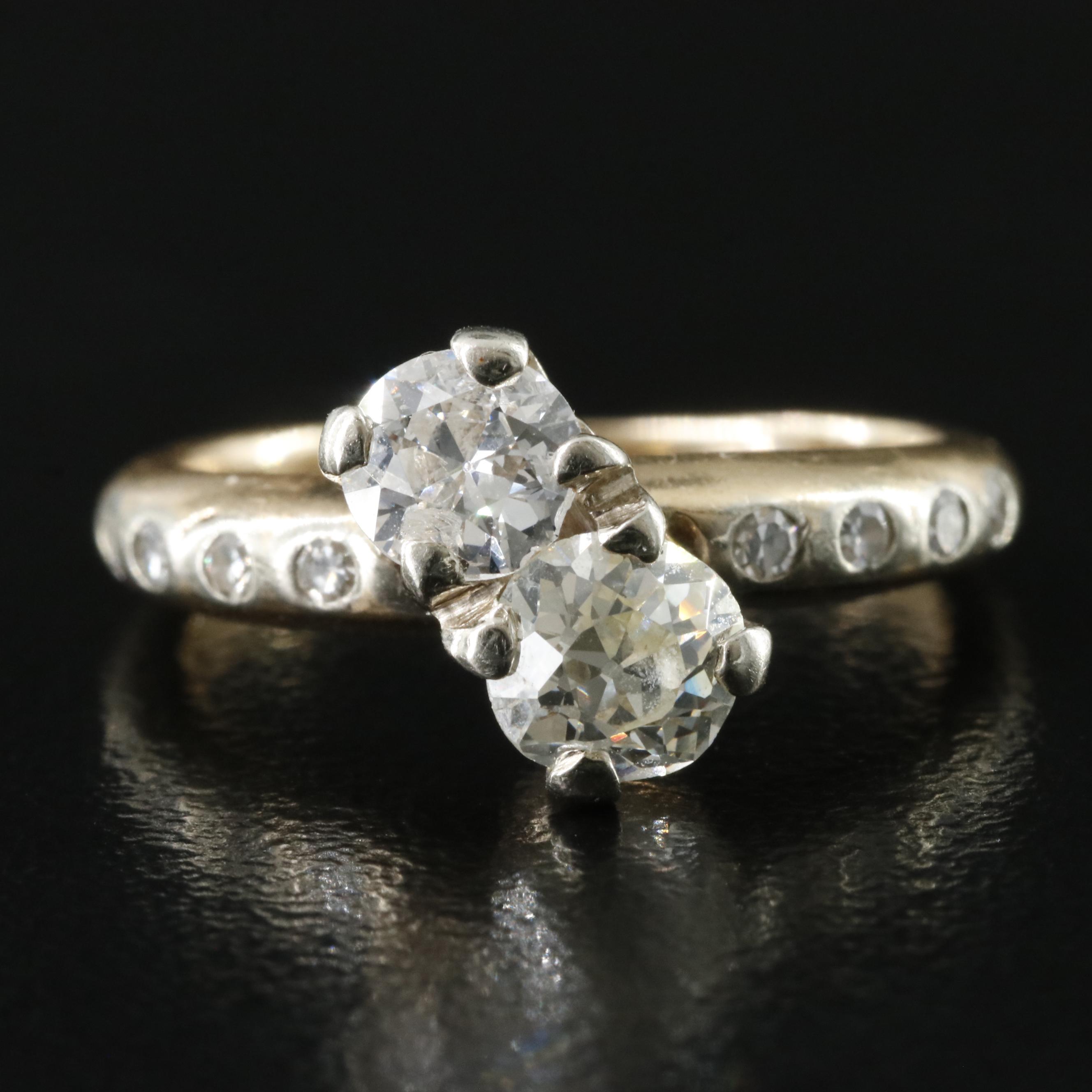 14K 0.96 CTW Diamond Toi et Moi Ring