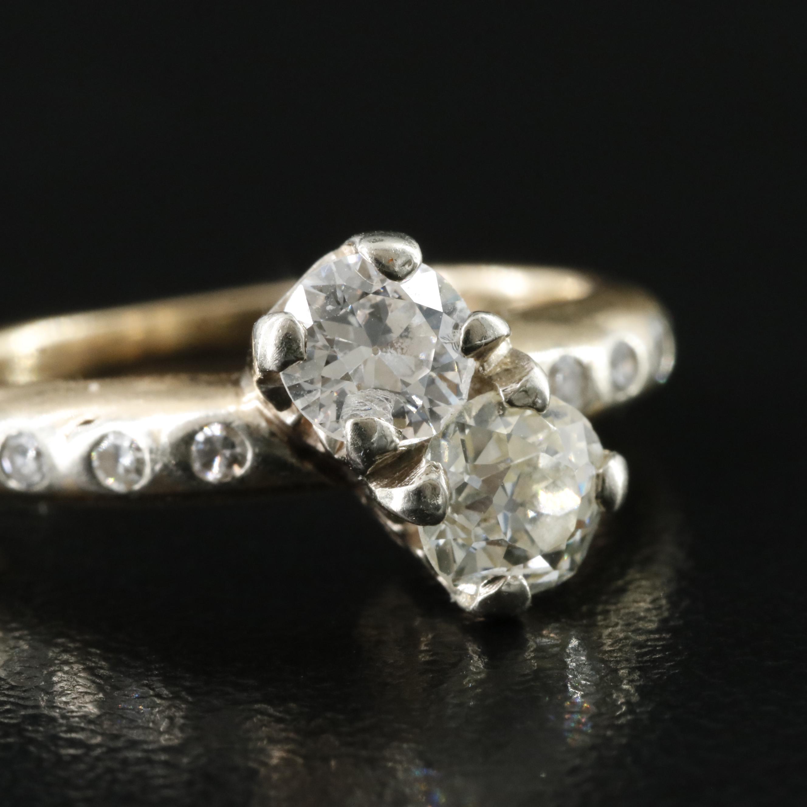 14K 0.96 CTW Diamond Toi et Moi Ring