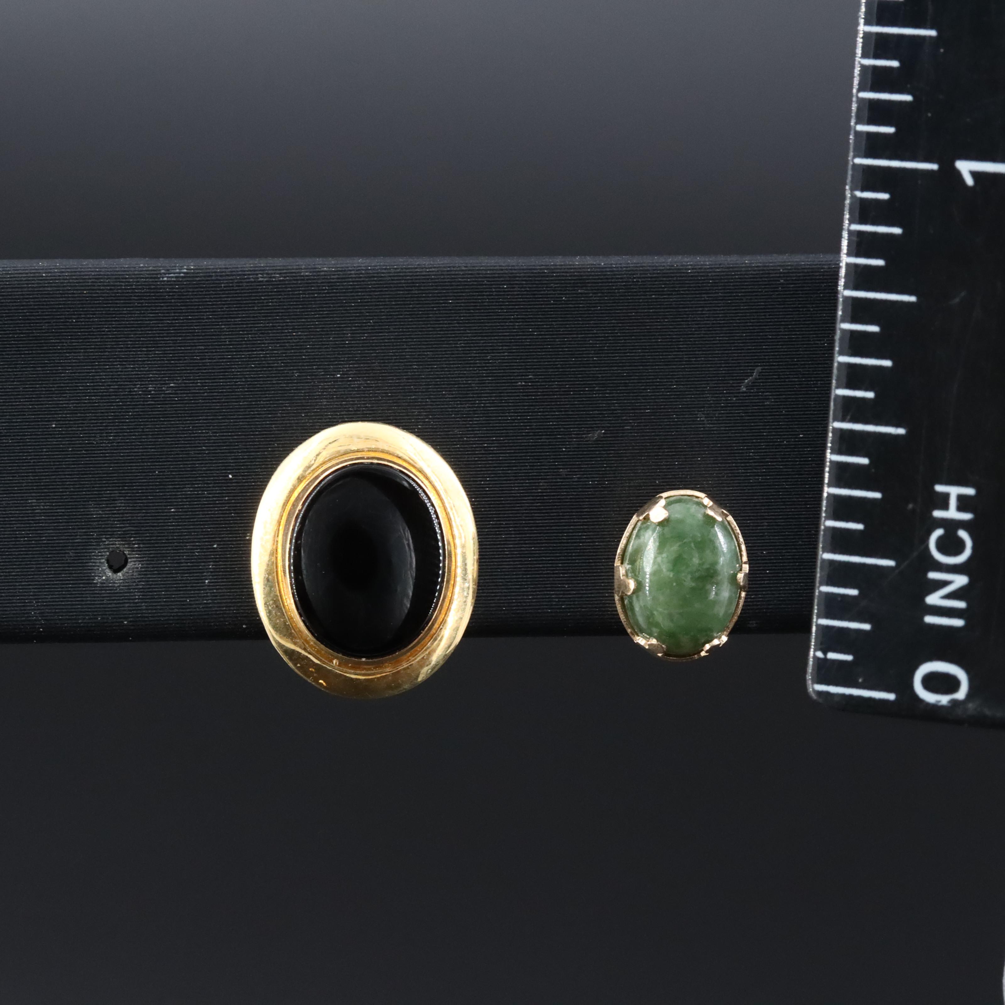 14K Black Onyx and Serpentine Earrings
