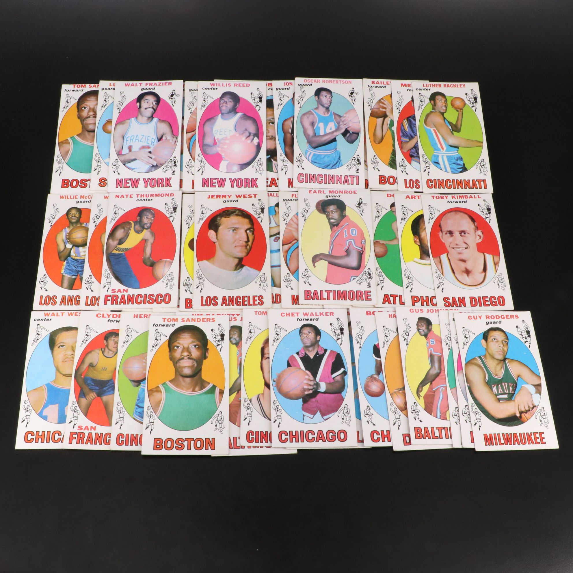 1969 Topps Basketball Cards Featuring Jerry West, Oscar Robertson, and More