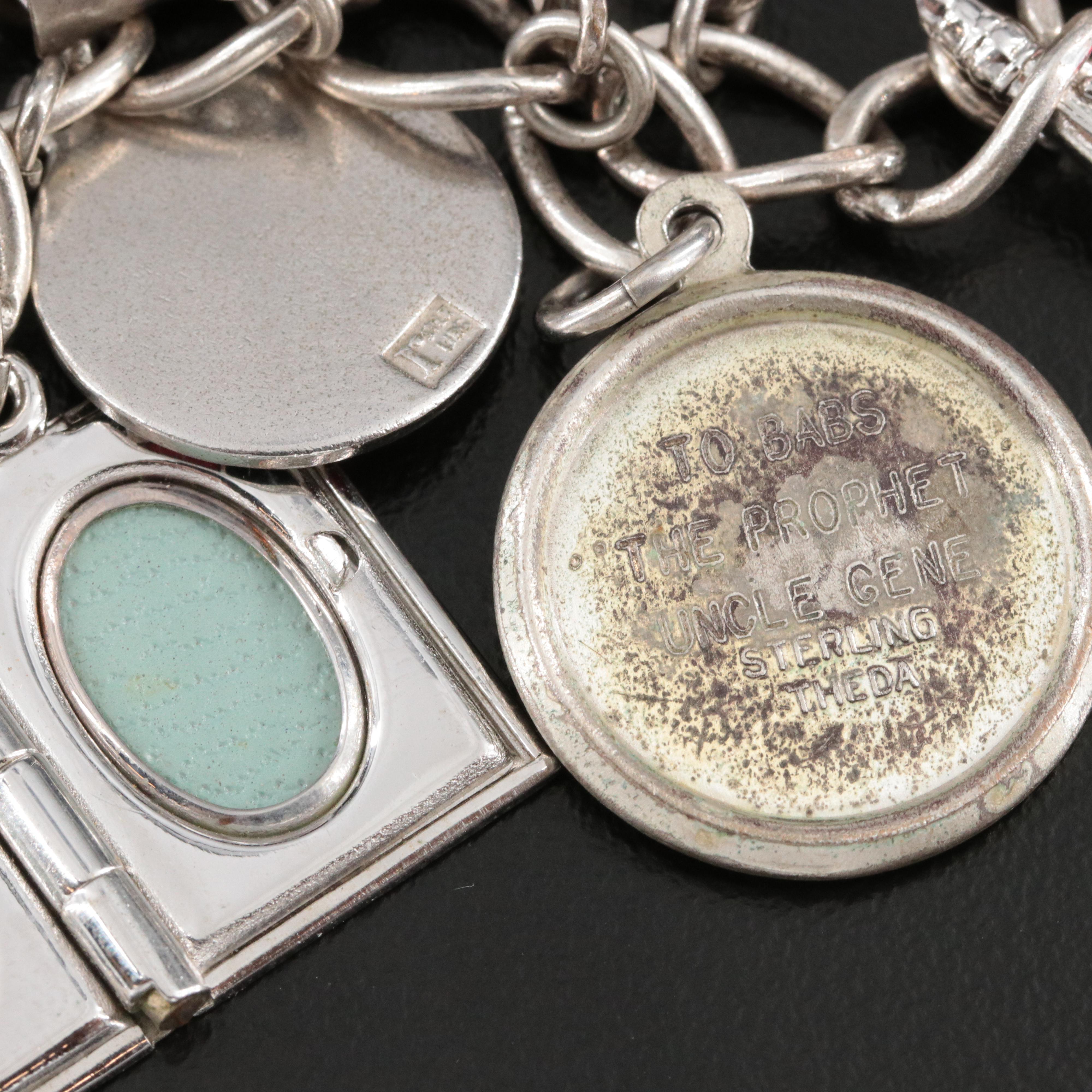 Vintage Sterling Charm Bracelet with Glass and Enamel Charms