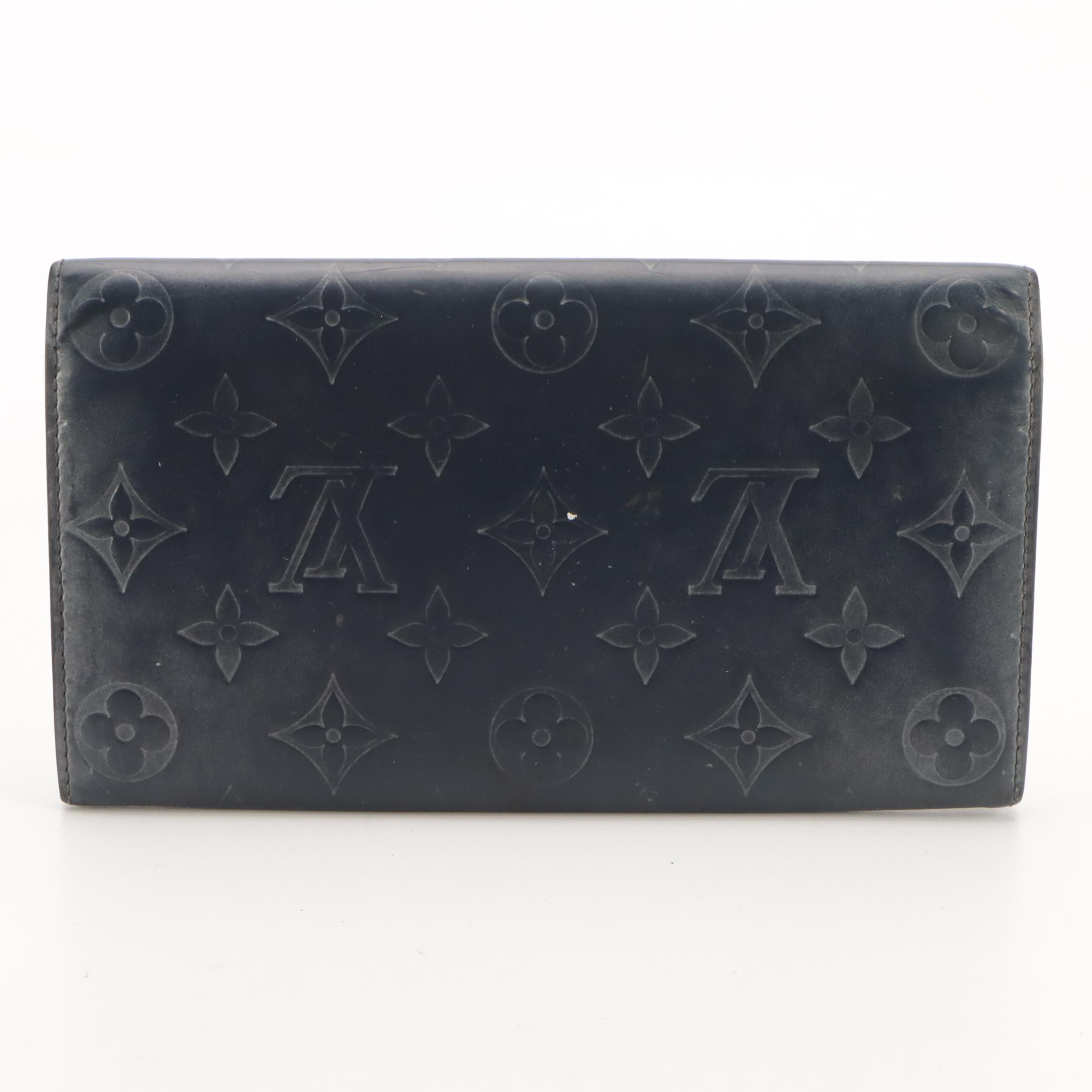 Louis Vuitton Pochette Porte-Monnaie Crédit in Blue Mat Monogram Vernis Leather
