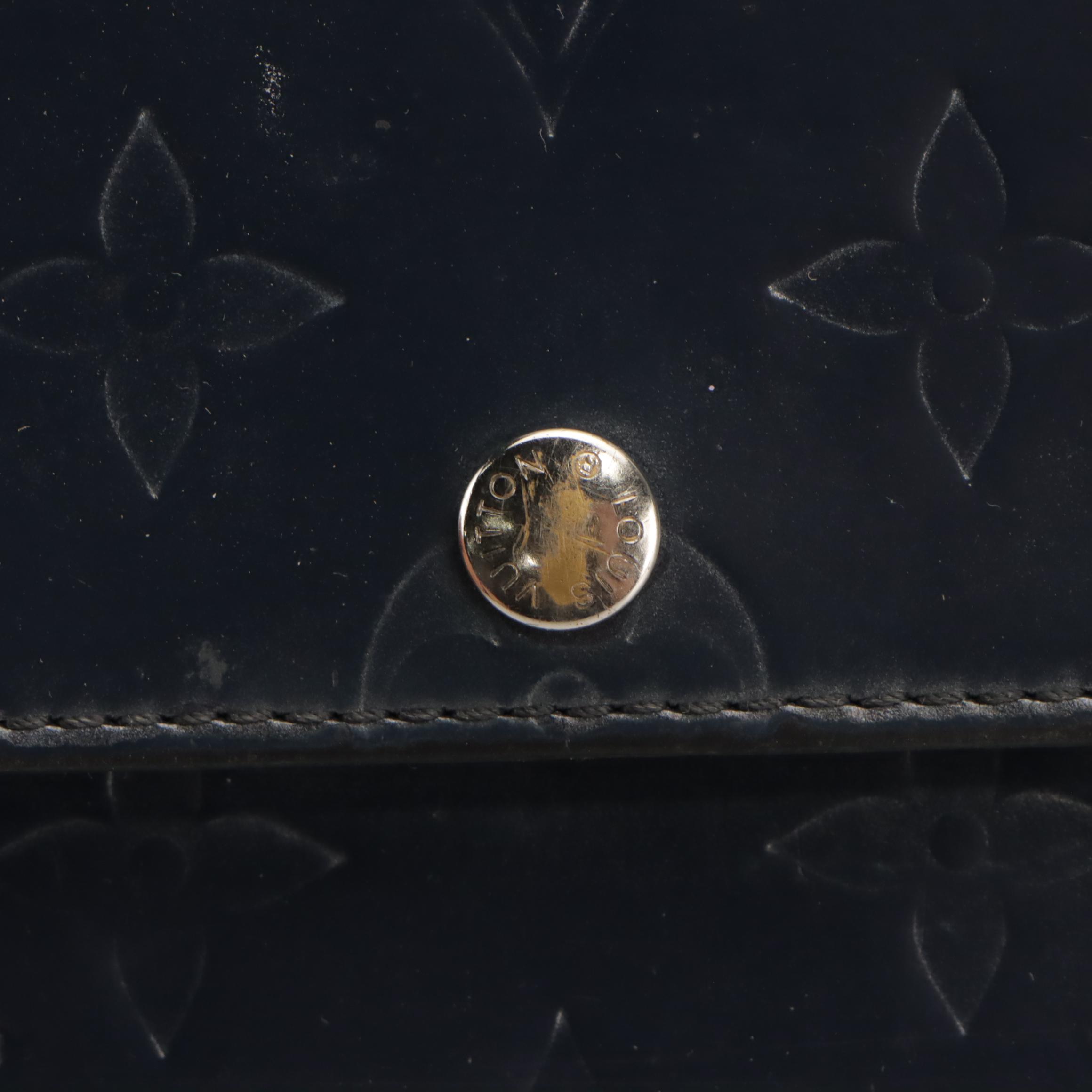 Louis Vuitton Pochette Porte-Monnaie Crédit in Blue Mat Monogram Vernis Leather