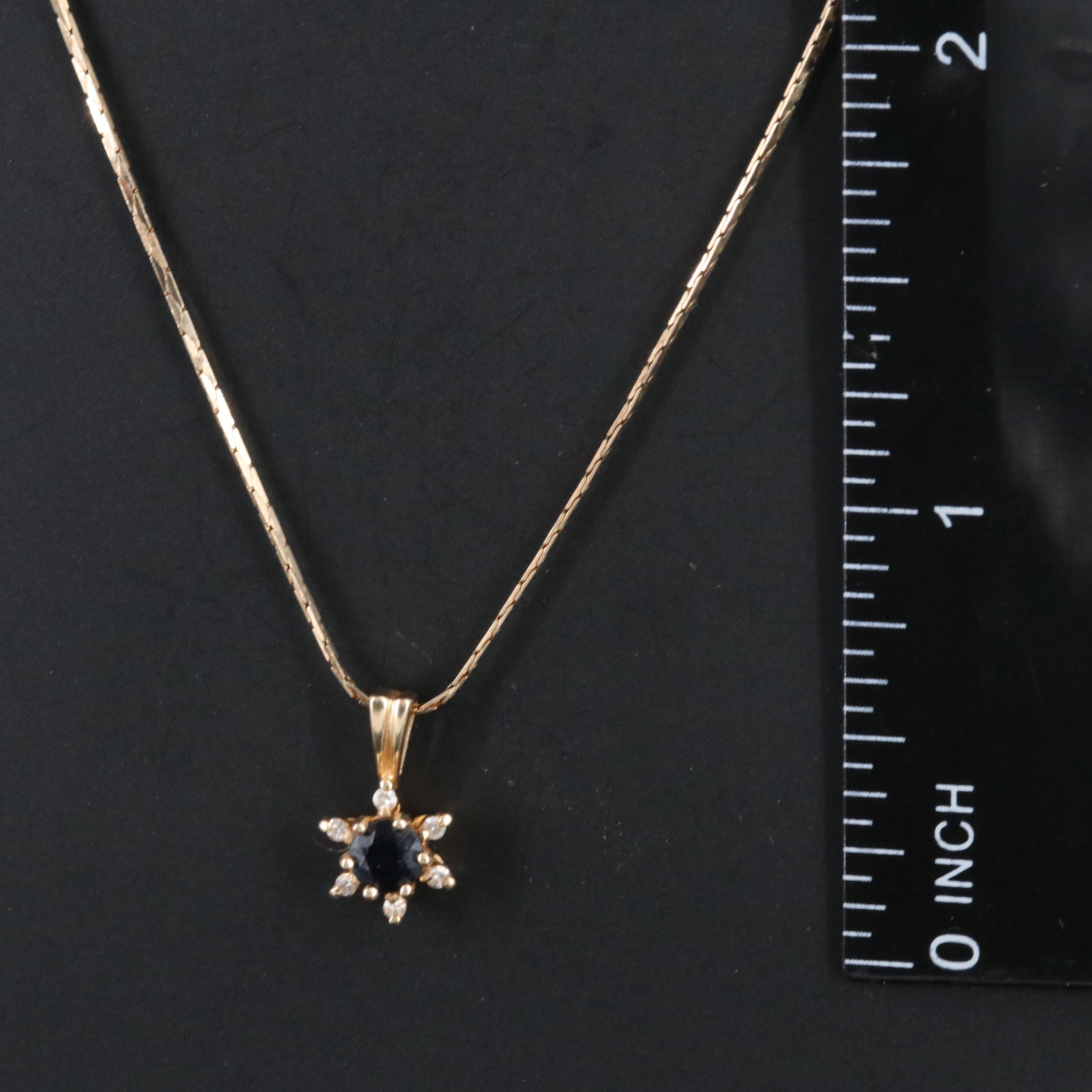 14K Sapphire and Diamond Pendant Necklace