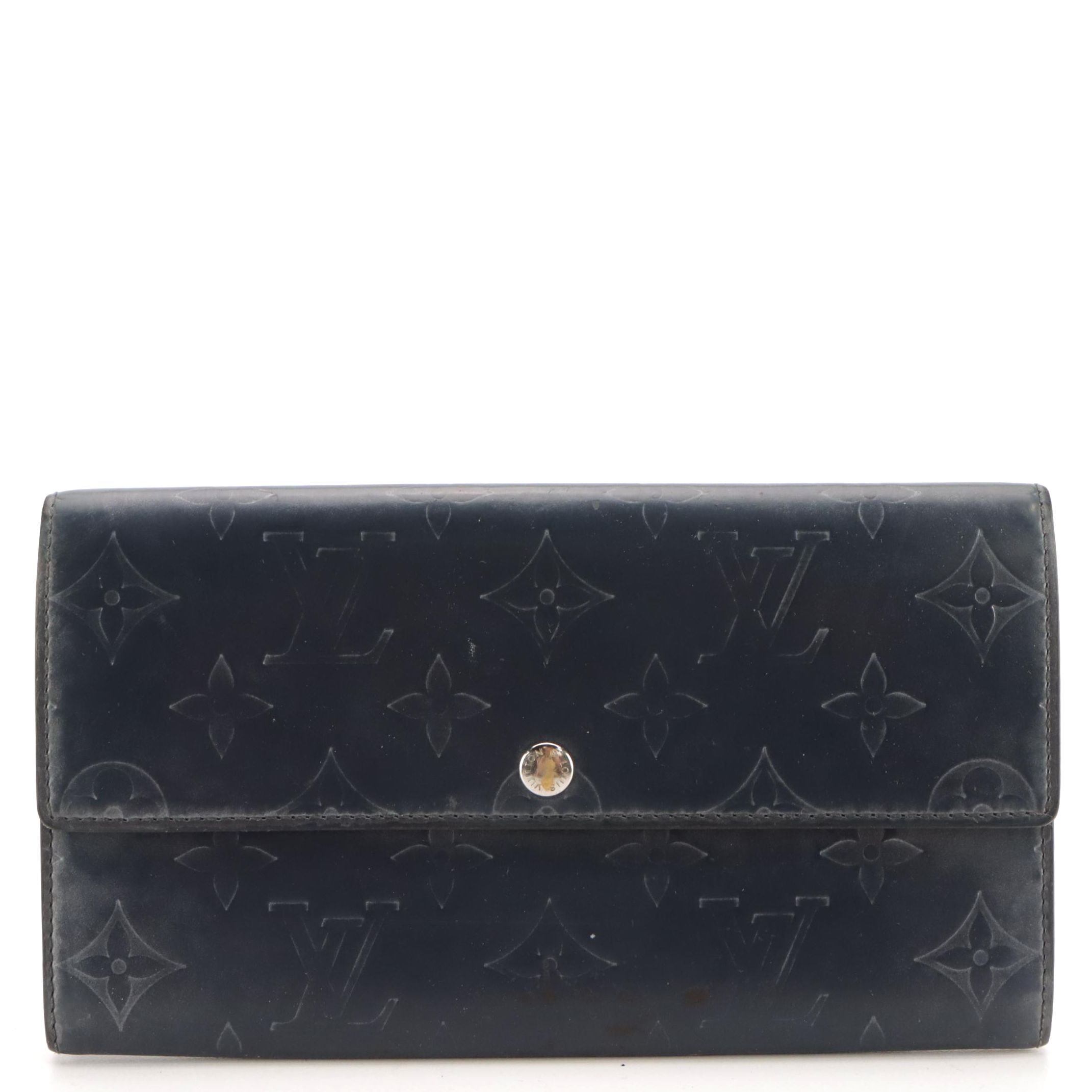 Louis Vuitton Pochette Porte-Monnaie Crédit in Blue Mat Monogram Vernis Leather