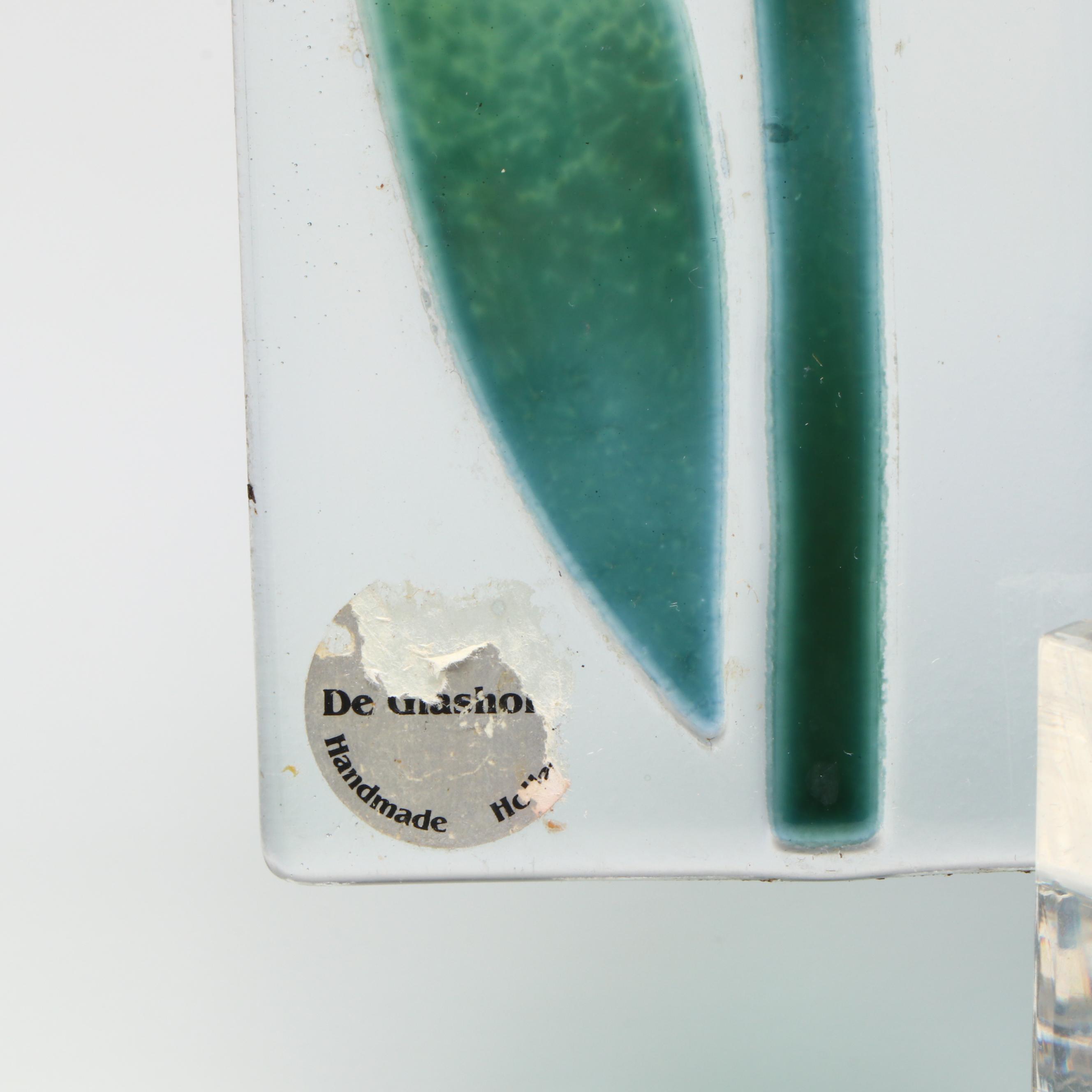 Dutch Style Colored Art Glass Tulip Plaque