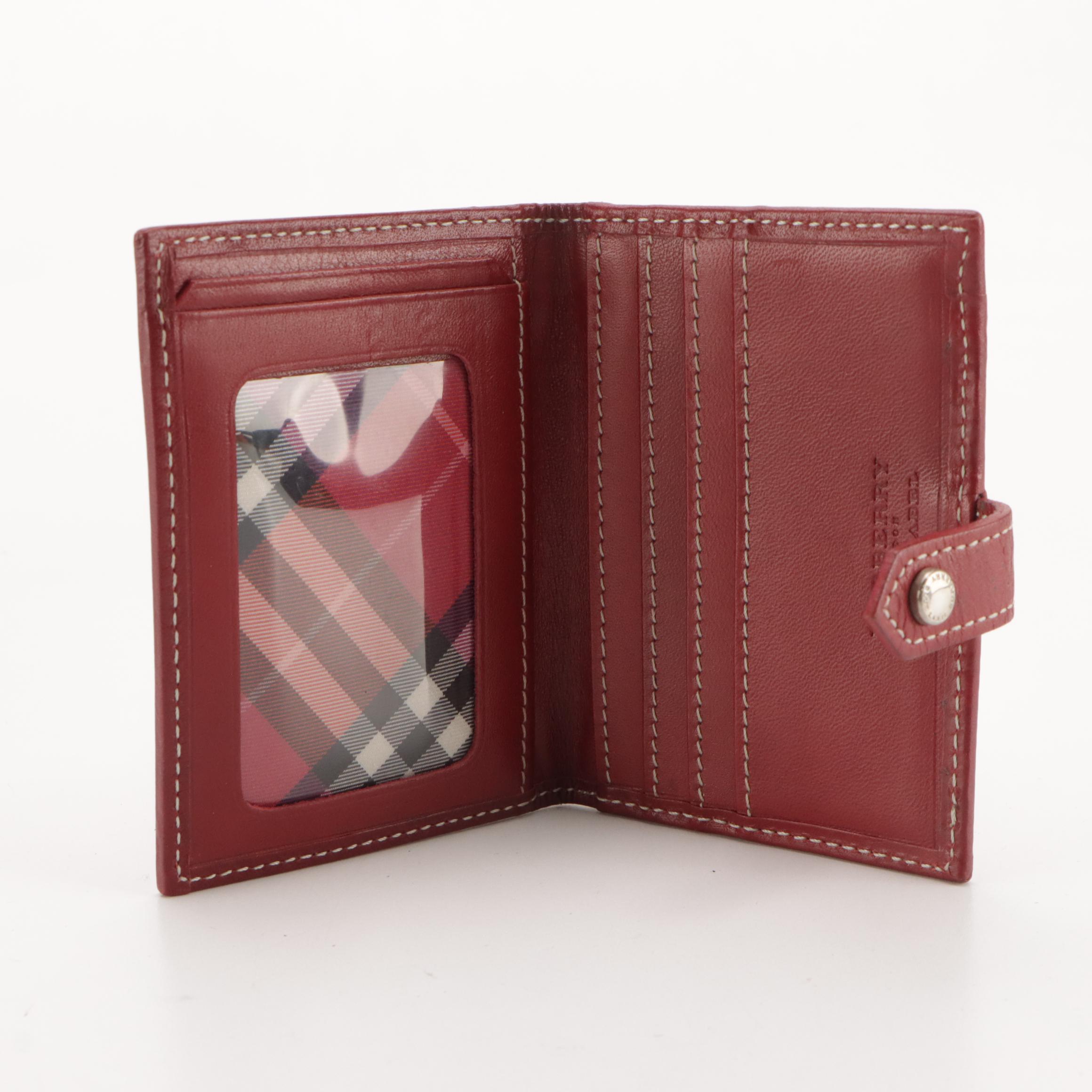 Burberry Blue Label Nova Check Compact Card Wallet with Red Leather Trim