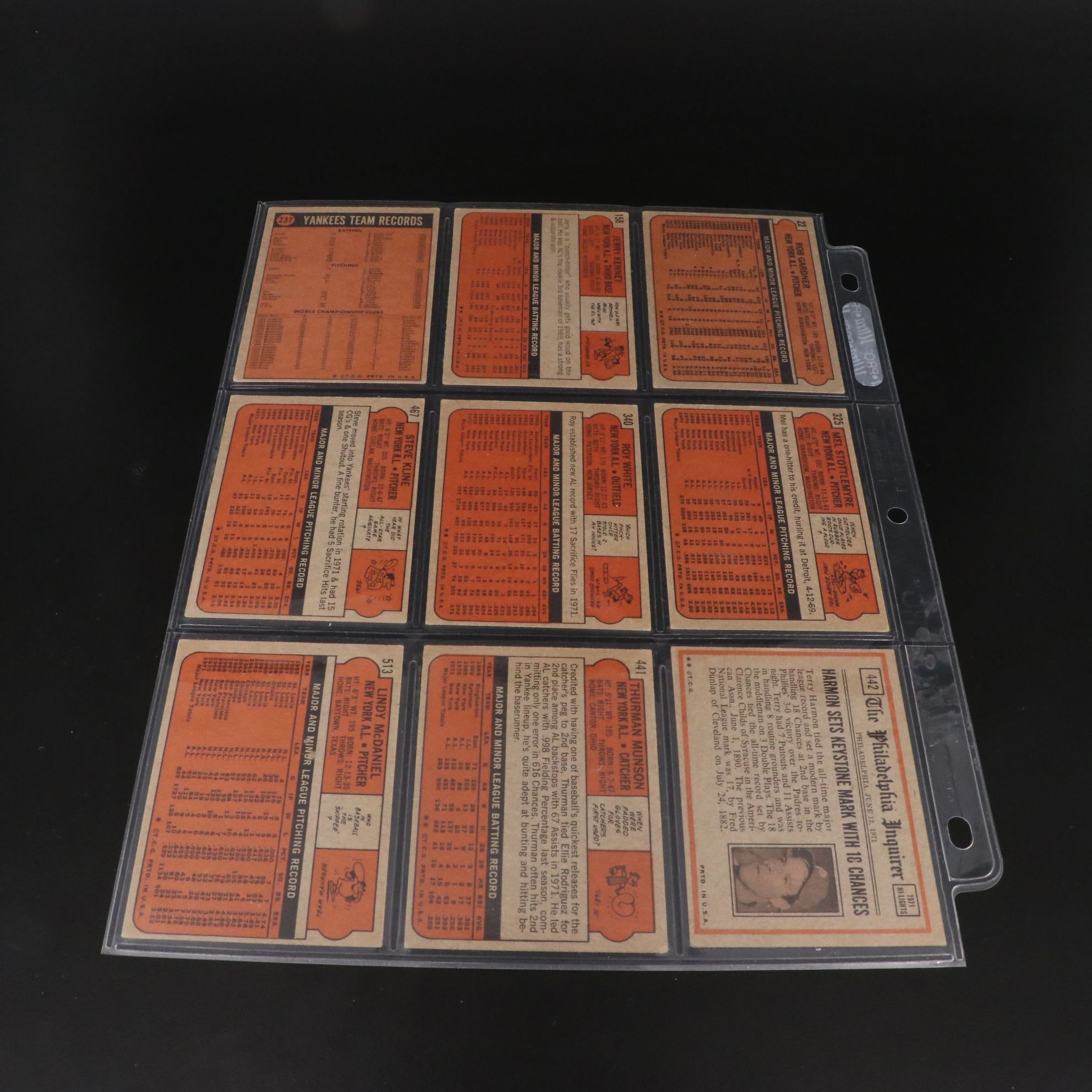 1971 and 1972 Topps New York Yankees Baseball Cards with Thurman Munson & More