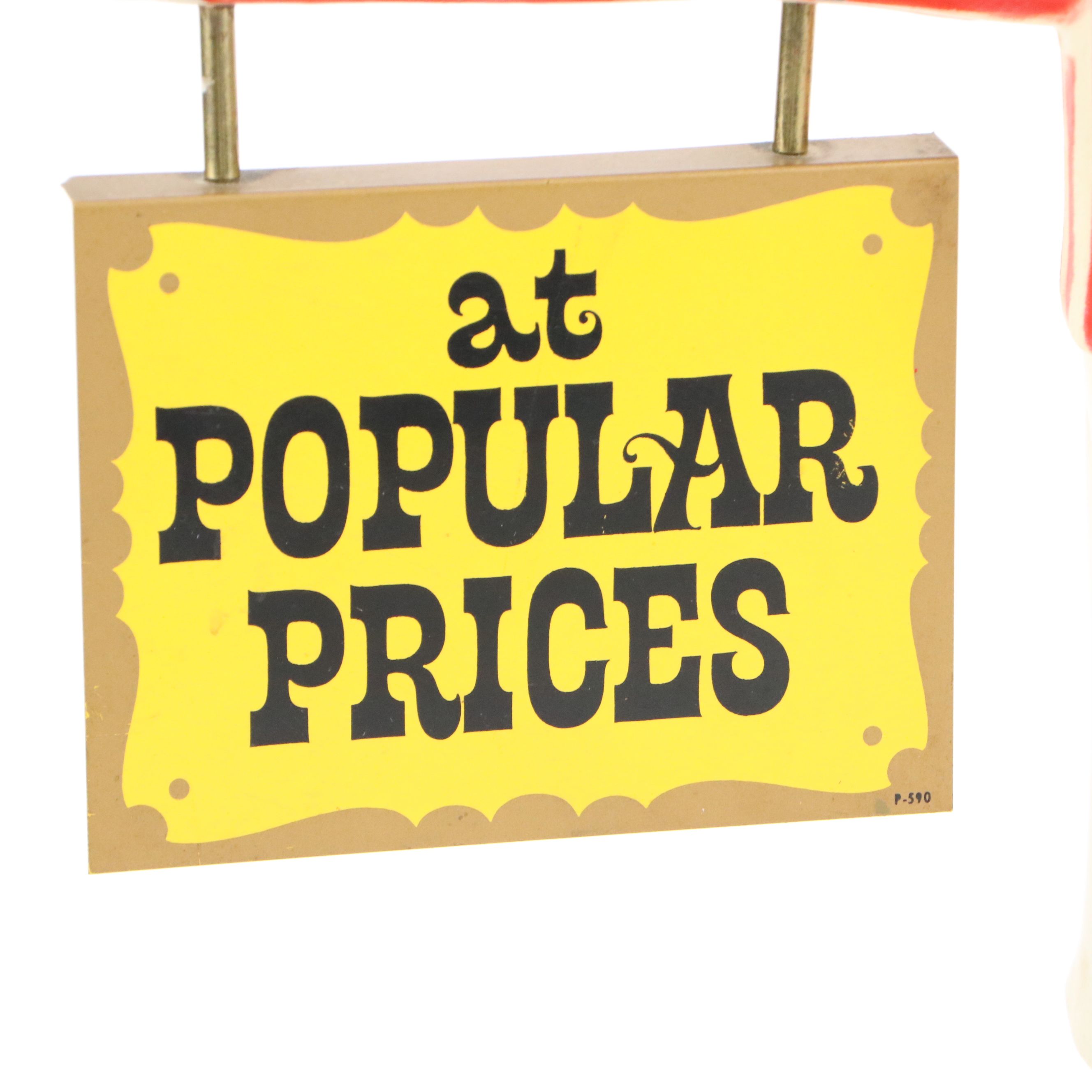 Pabst Blue Ribbon Beer "At Popular Prices" Metal Advertising Display, 1960s