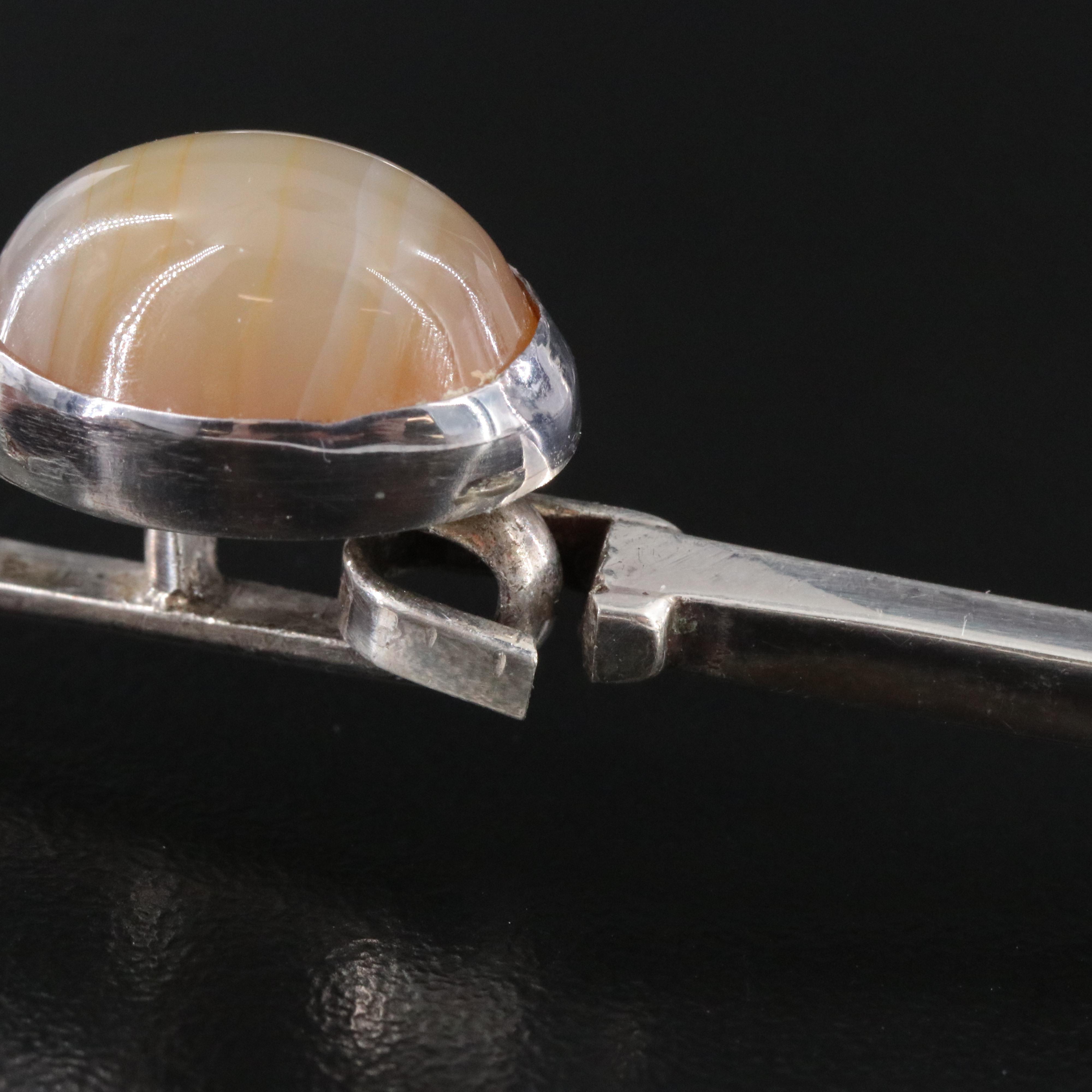 Artisan Signed Sterling Agate Torque Necklace