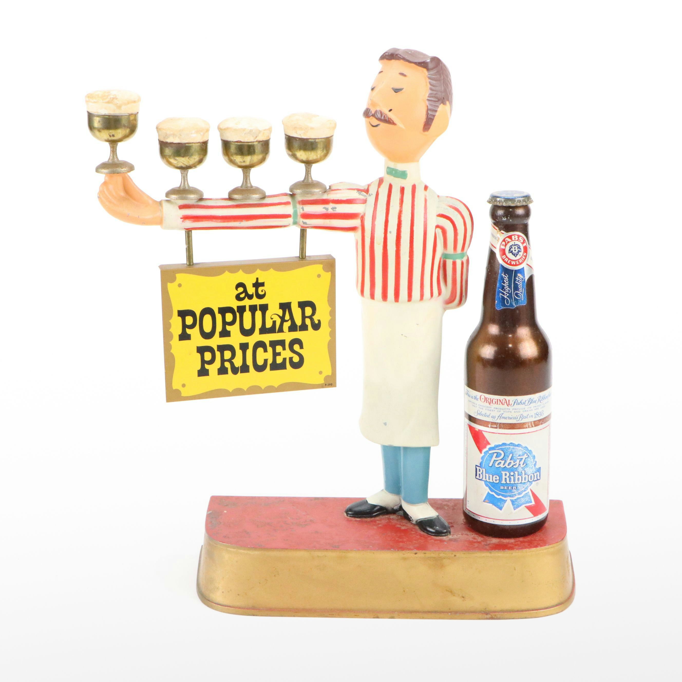 Pabst Blue Ribbon Beer "At Popular Prices" Metal Advertising Display, 1960s