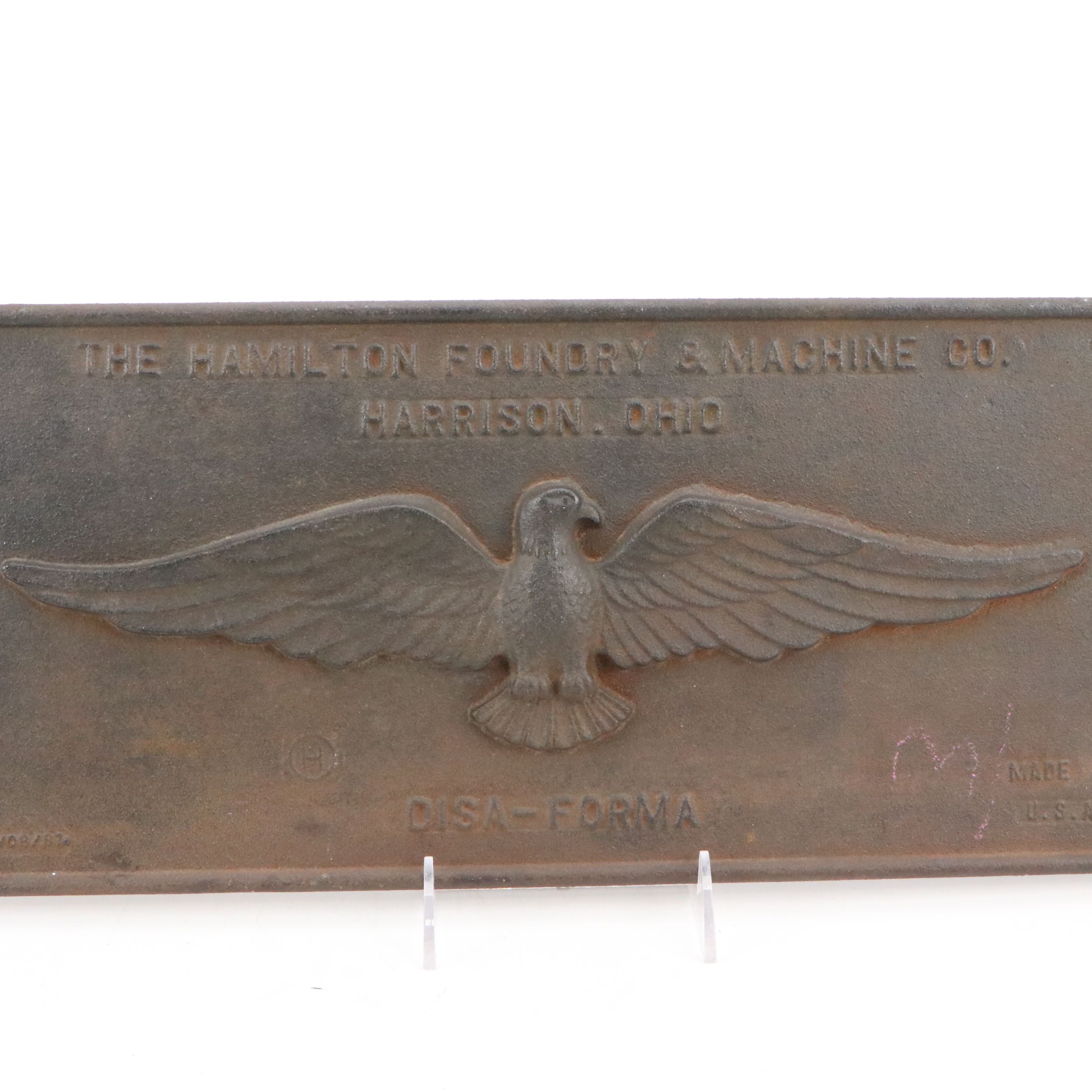 The Hamilton Foundry and Machine Co. Cast Iron Plaque Sign, Early to Mid-20th C.