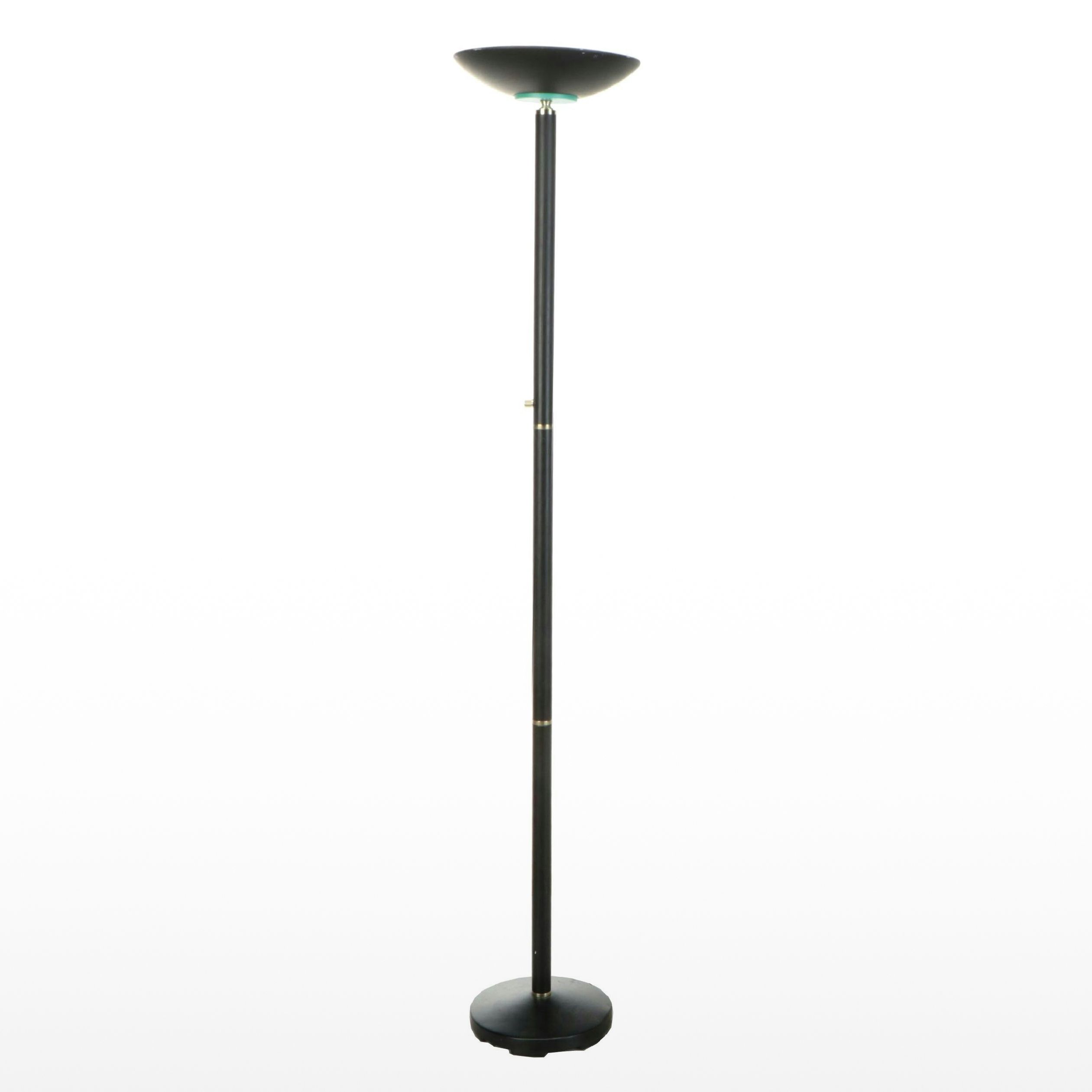 Postmodern Satin Black Torchère Floor Lamp, Late 20th Century