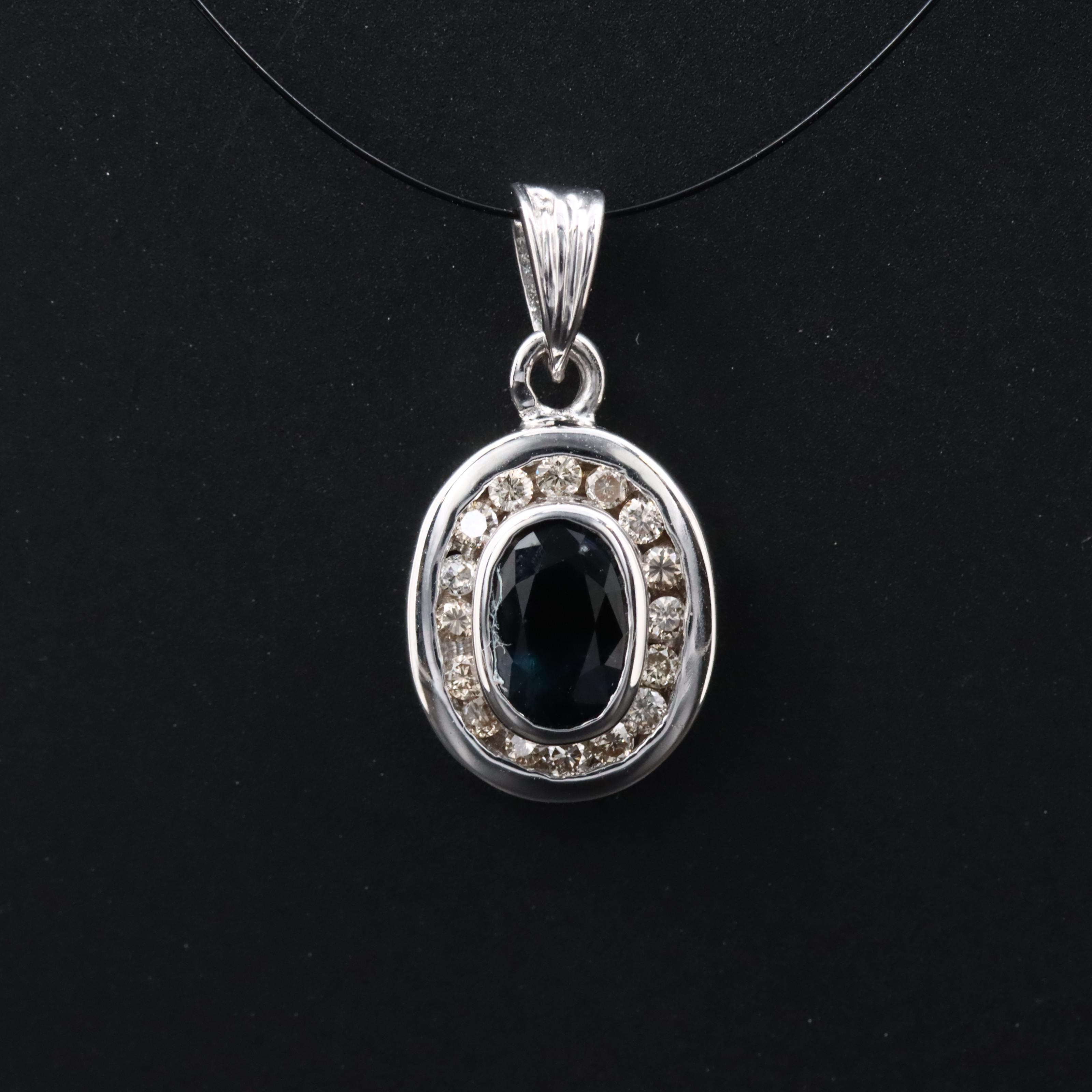 14K Sapphire and Diamond Pendant