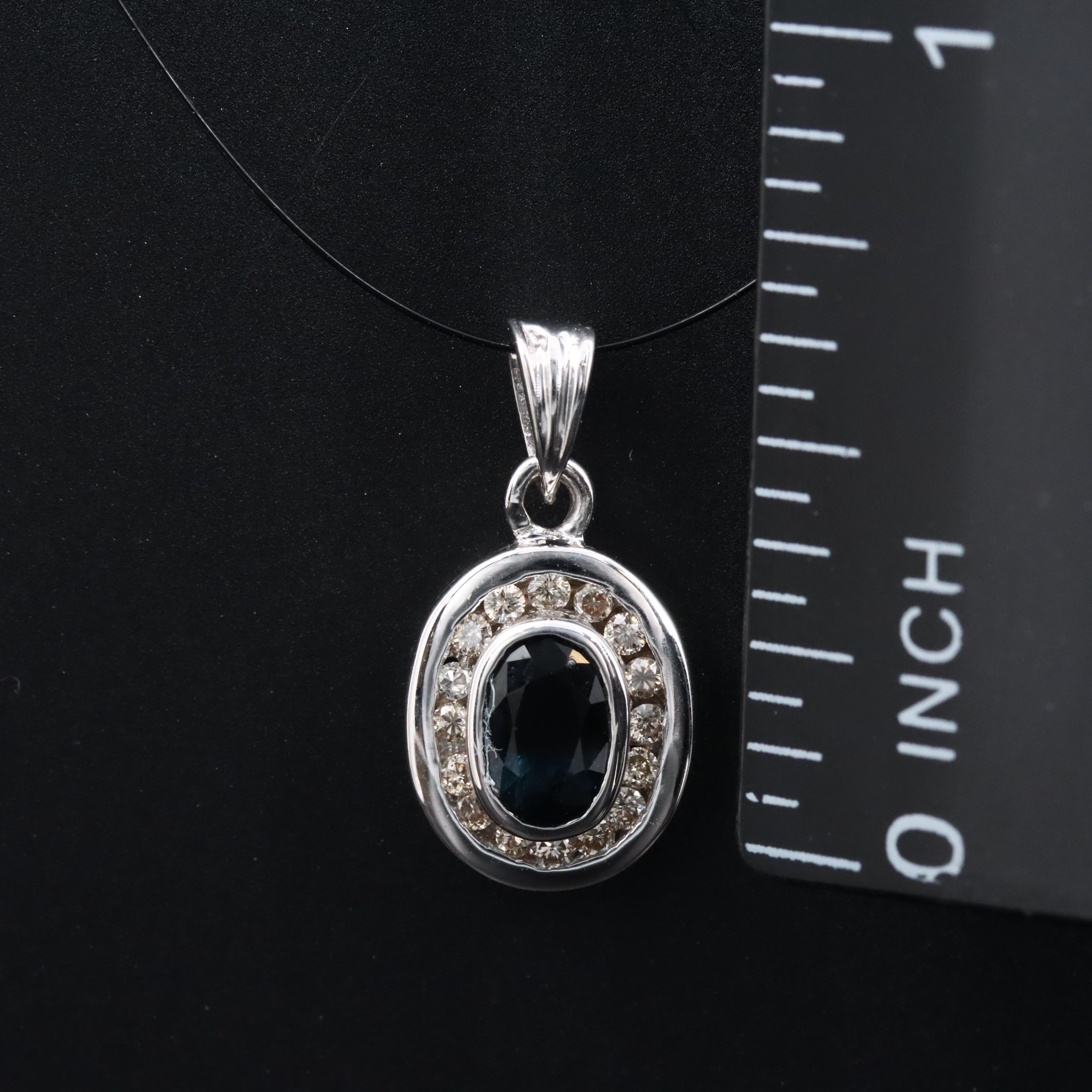 14K Sapphire and Diamond Pendant