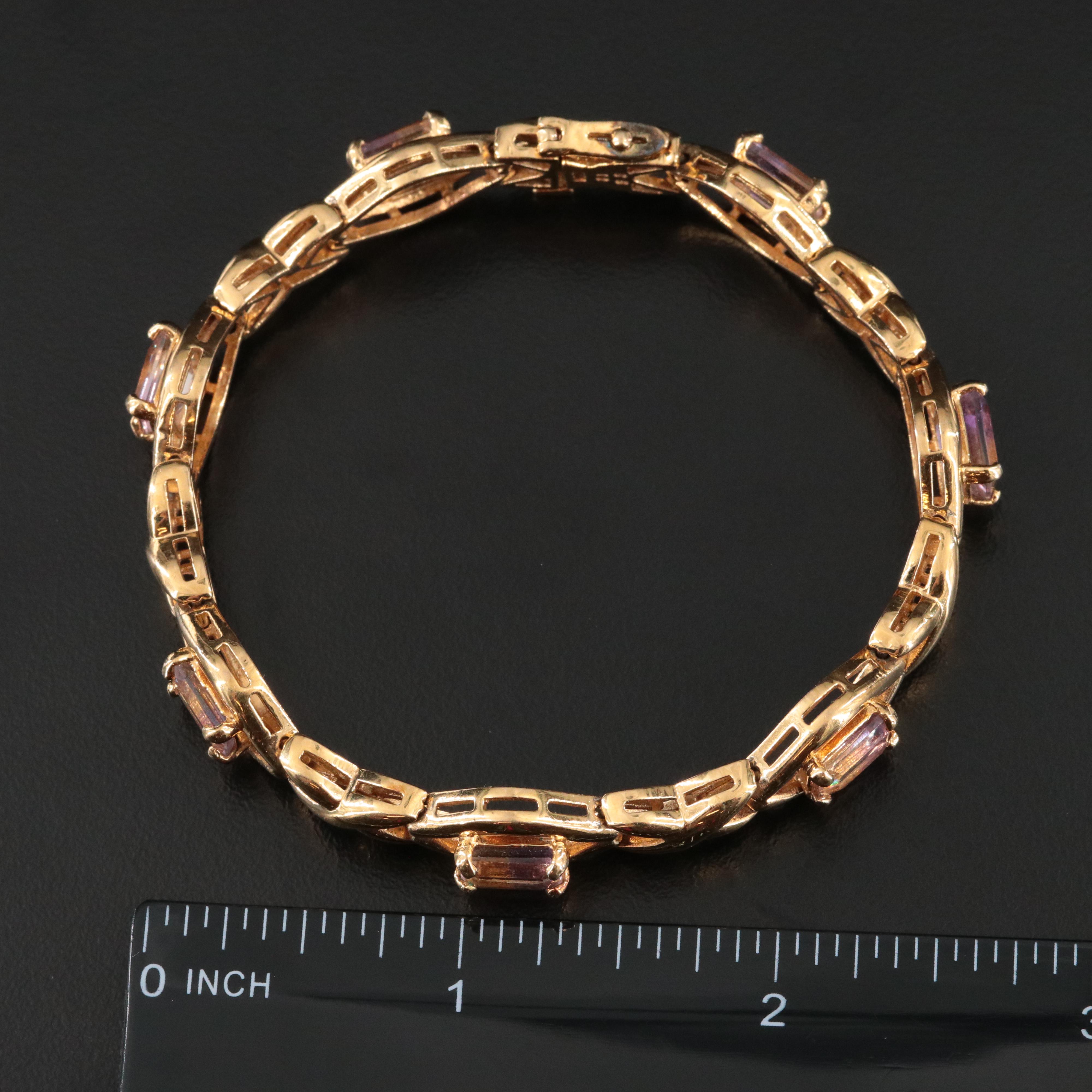 Sterling Ametrine and Amethyst Link Bracelet