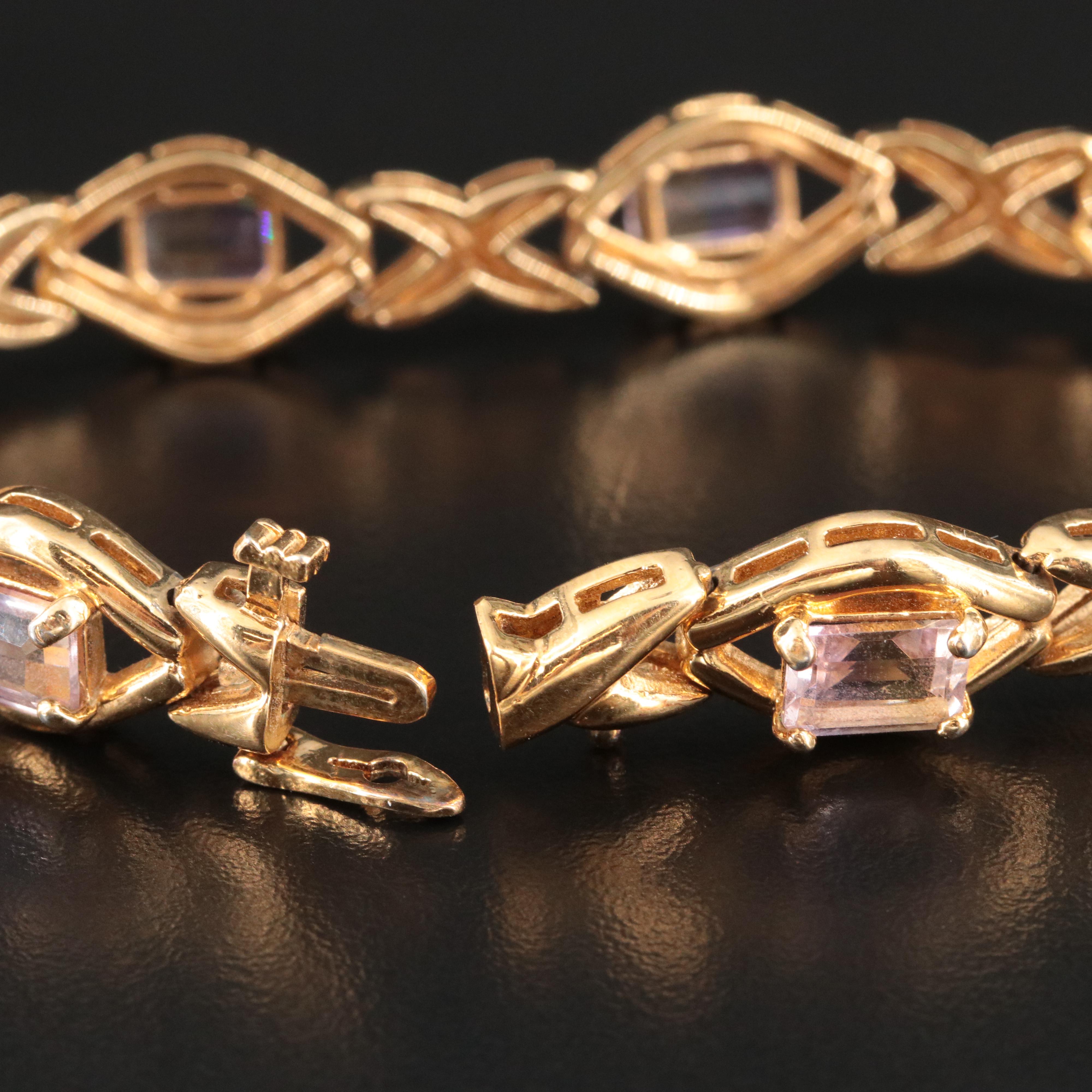 Sterling Ametrine and Amethyst Link Bracelet