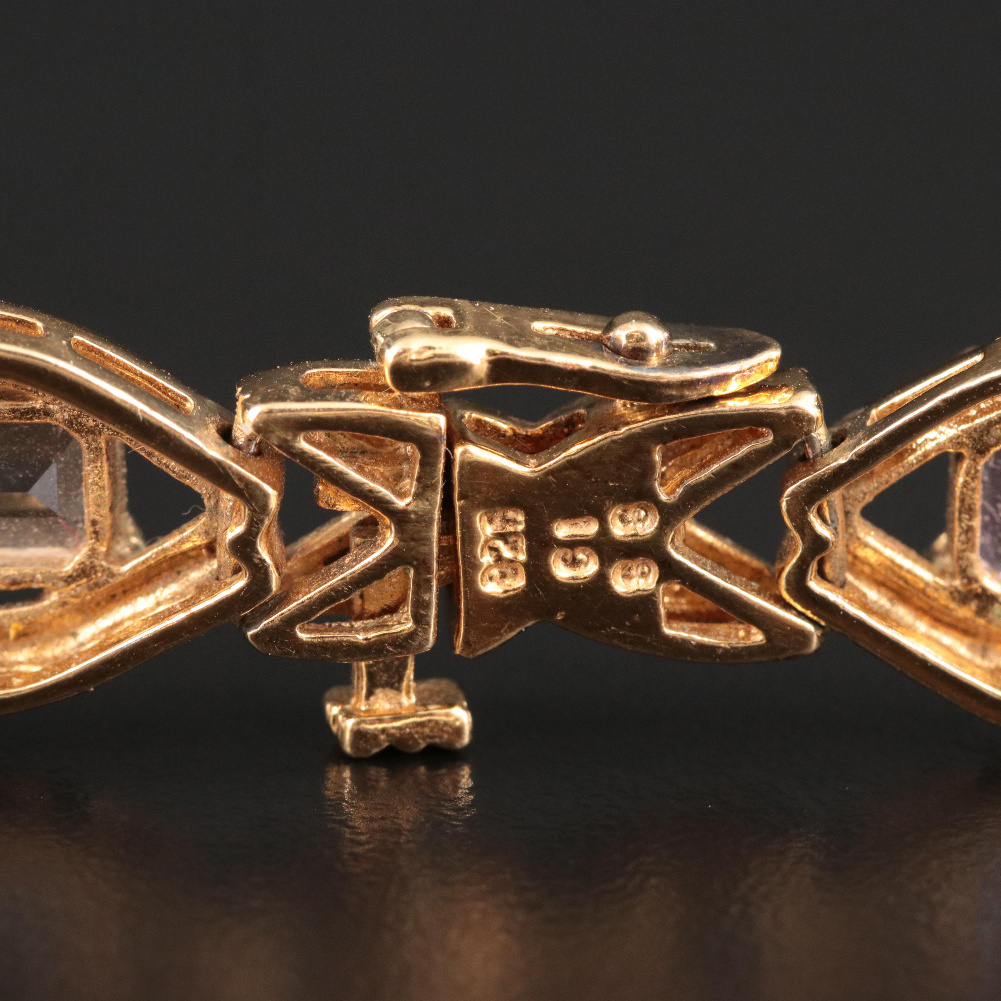 Sterling Ametrine and Amethyst Link Bracelet