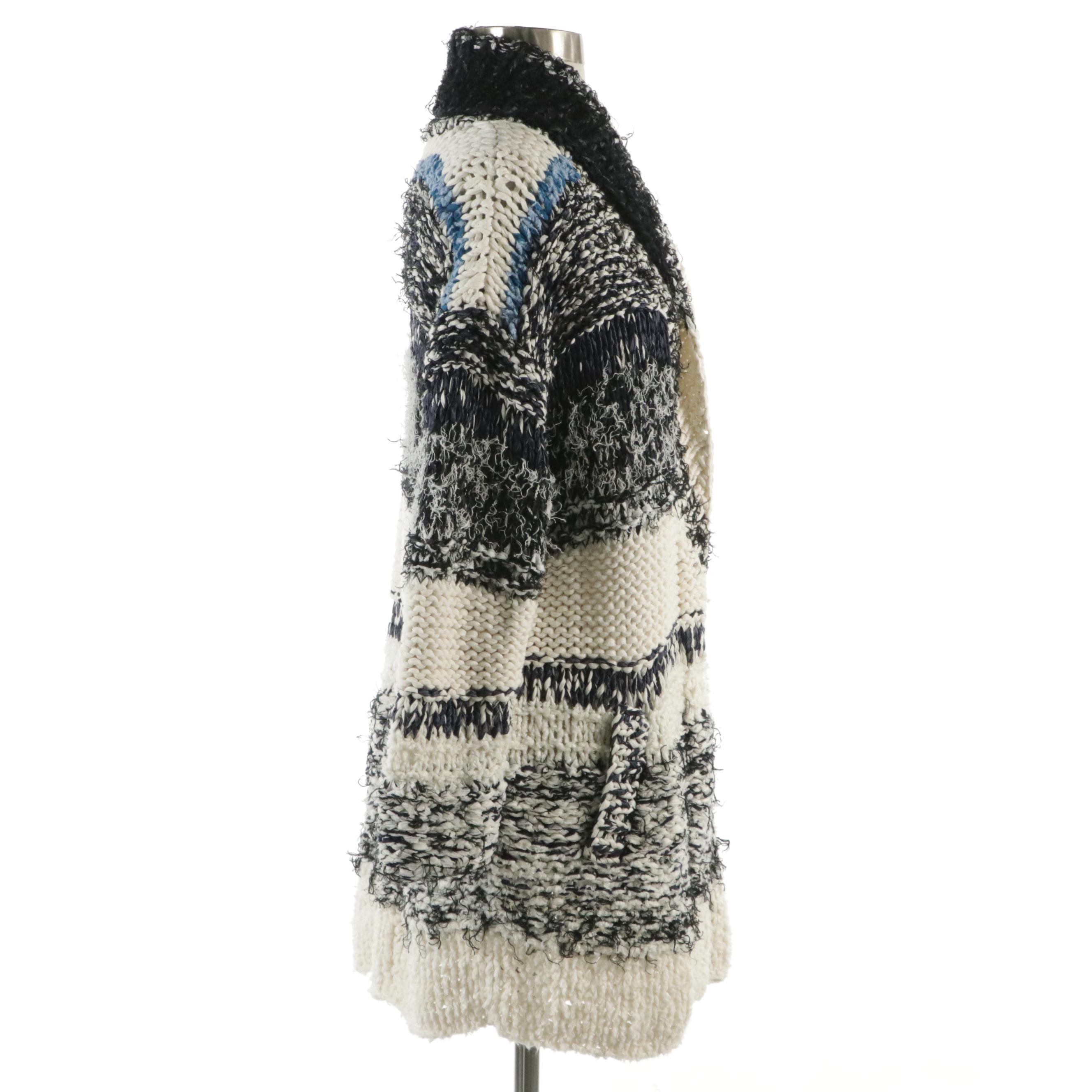 Chloé Shawl Collar Sweater in Chunky Knit Mixed Textiles