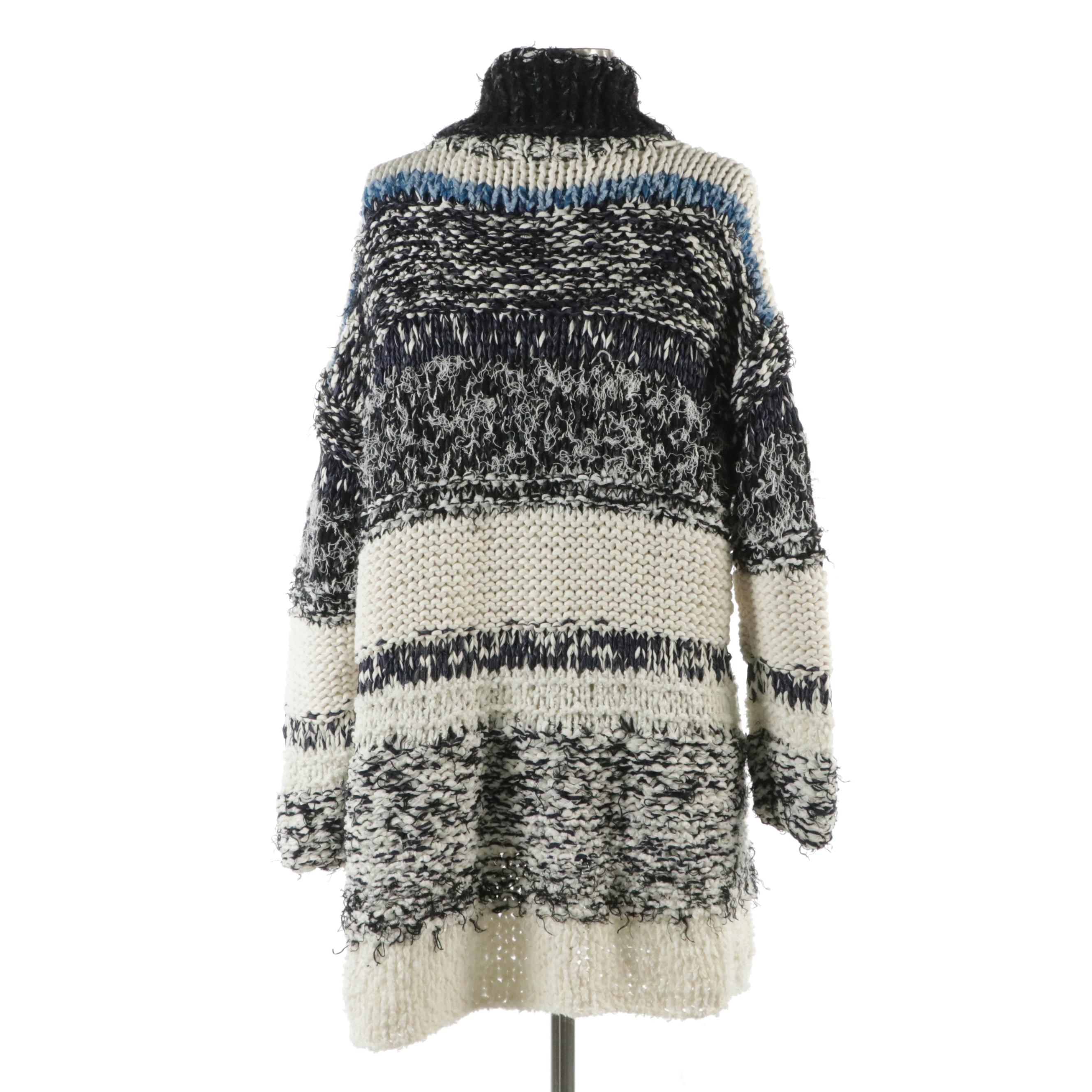 Chloé Shawl Collar Sweater in Chunky Knit Mixed Textiles