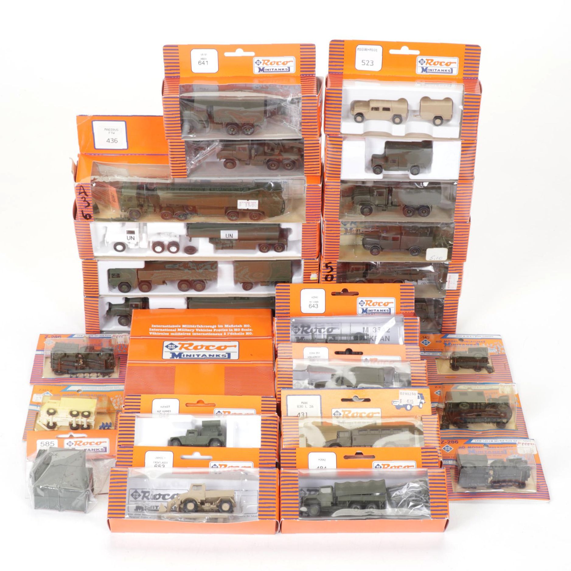 Twenty-Five Roco "Minitanks" HO Scale Model Military Vehicles