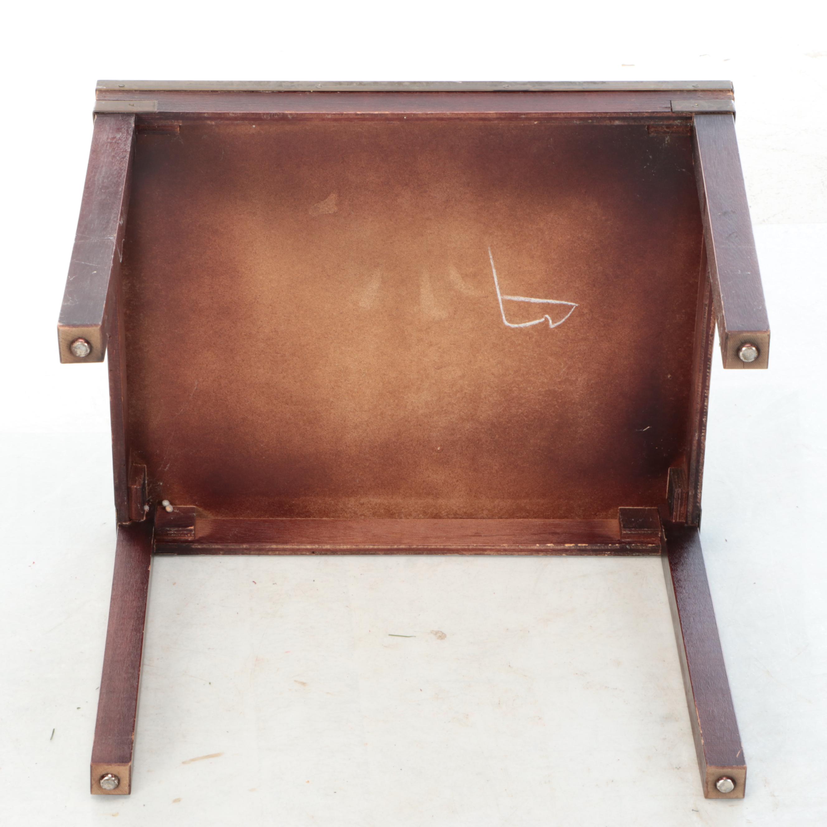 Campaign Style Nesting Tables with World Map Decal and Glass Tops