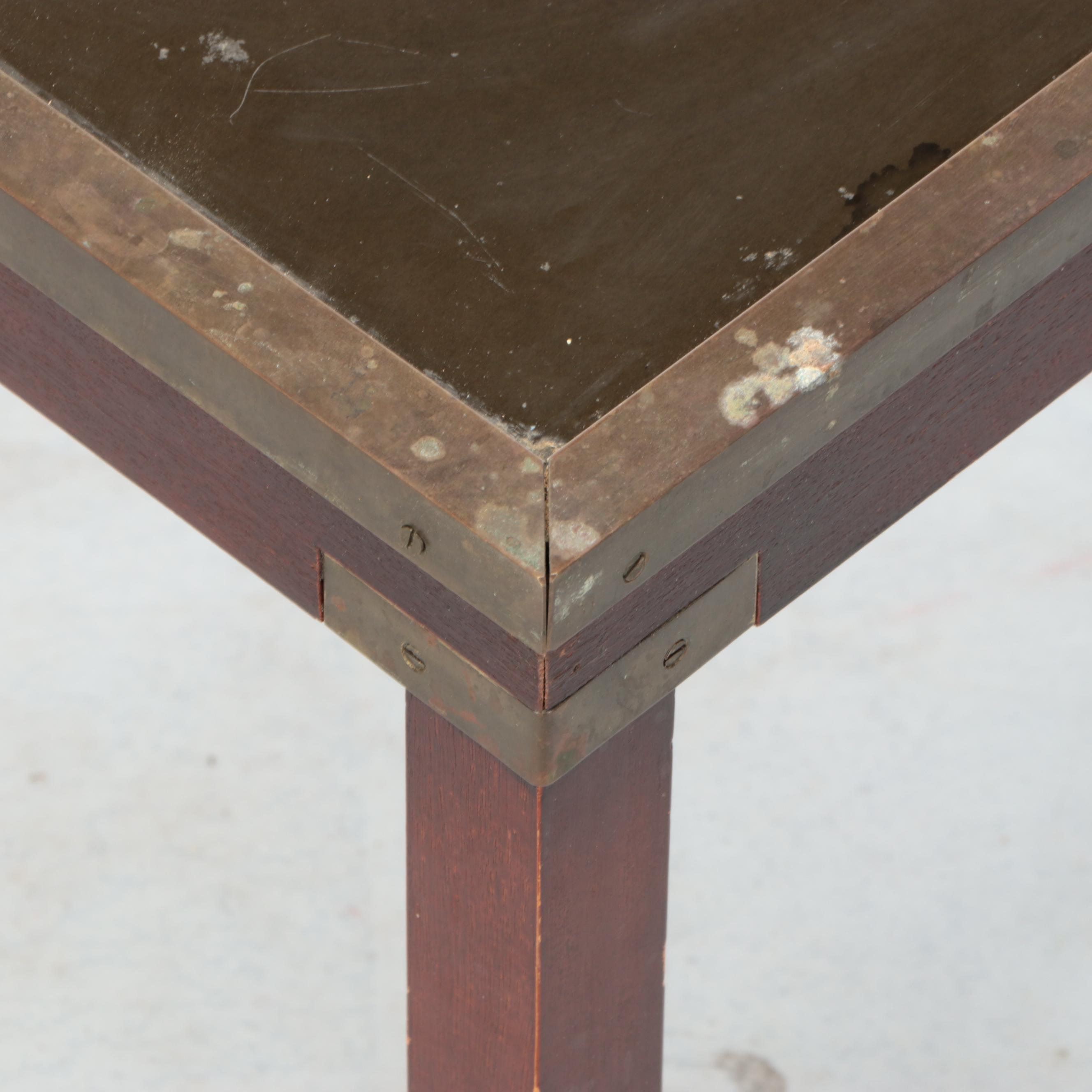 Campaign Style Nesting Tables with World Map Decal and Glass Tops