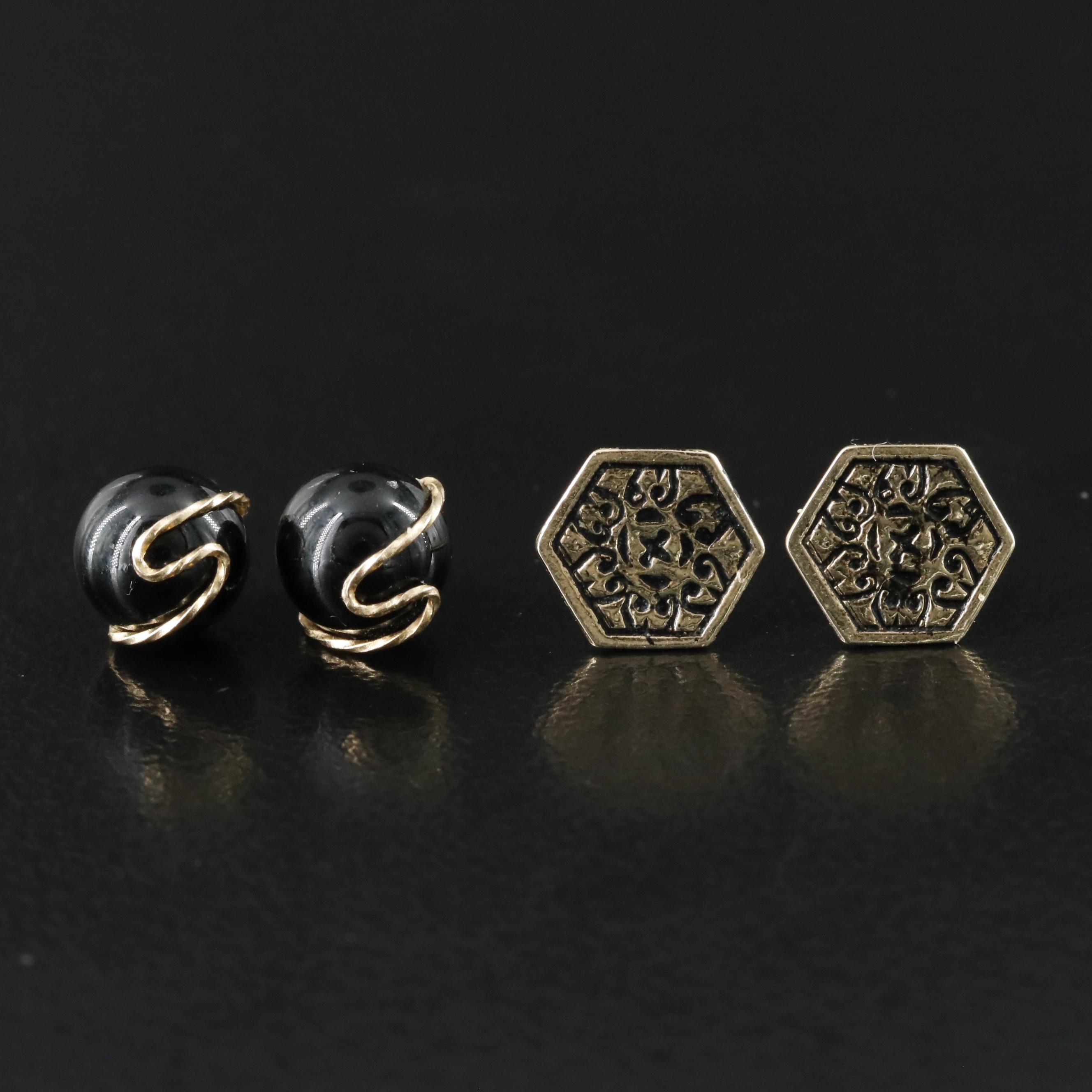 14K Black Onyx Earrings